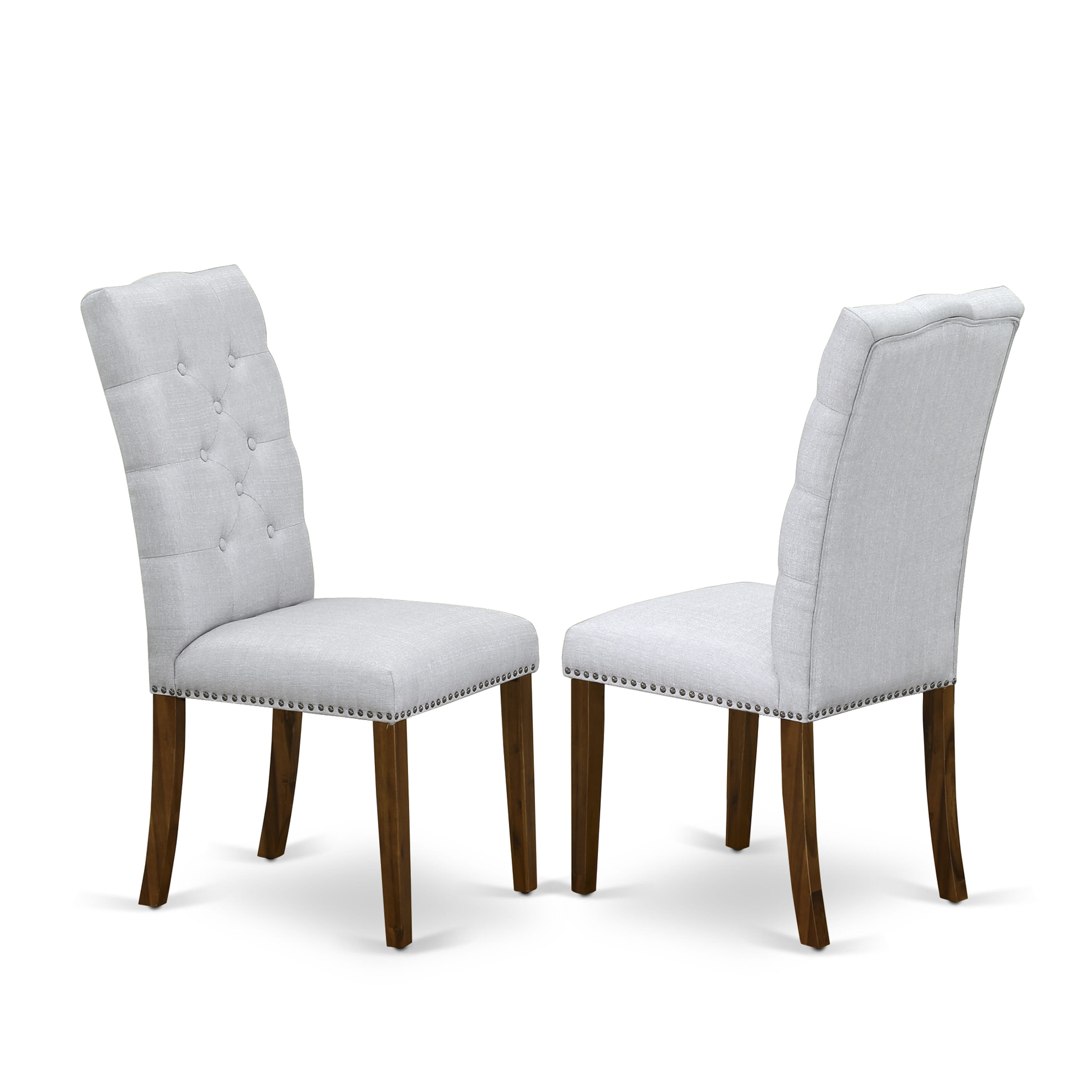 East West Furniture DLEL3-AWA-05 3 Piece Kitchen Table & Chairs Set Consist of a Round Dining Table with Dropleaf and 2 Upholstered Parson Chairs, 42x42 Inch, Antique Walnut