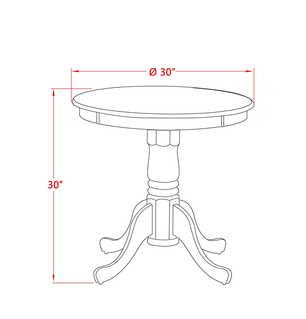 East West Furniture EMT-BCH-TP Eden Kitchen Dining Table - a Round Solid Wood Table Top with Pedestal Base, 30x30 Inch, Black & Cherry