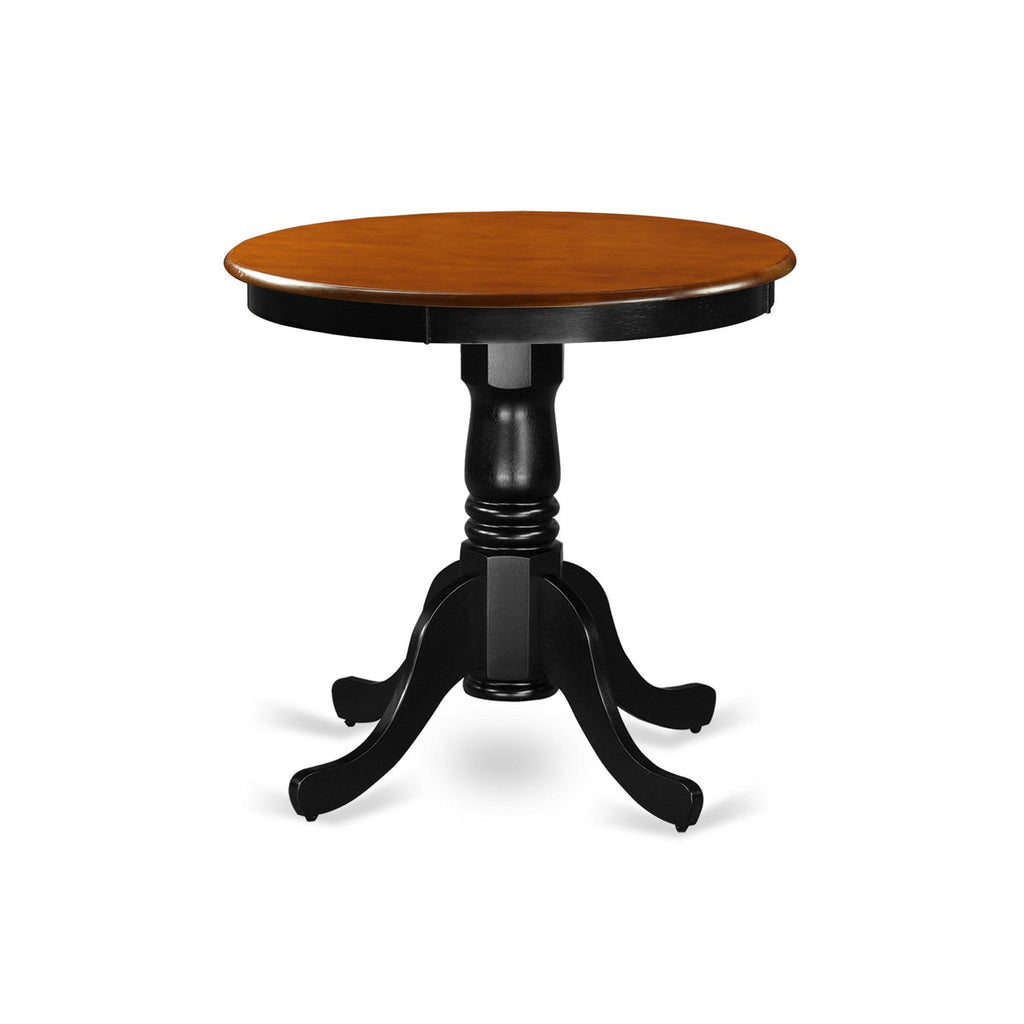 East West Furniture EMT-BCH-TP Eden Kitchen Dining Table - a Round Solid Wood Table Top with Pedestal Base, 30x30 Inch, Black & Cherry