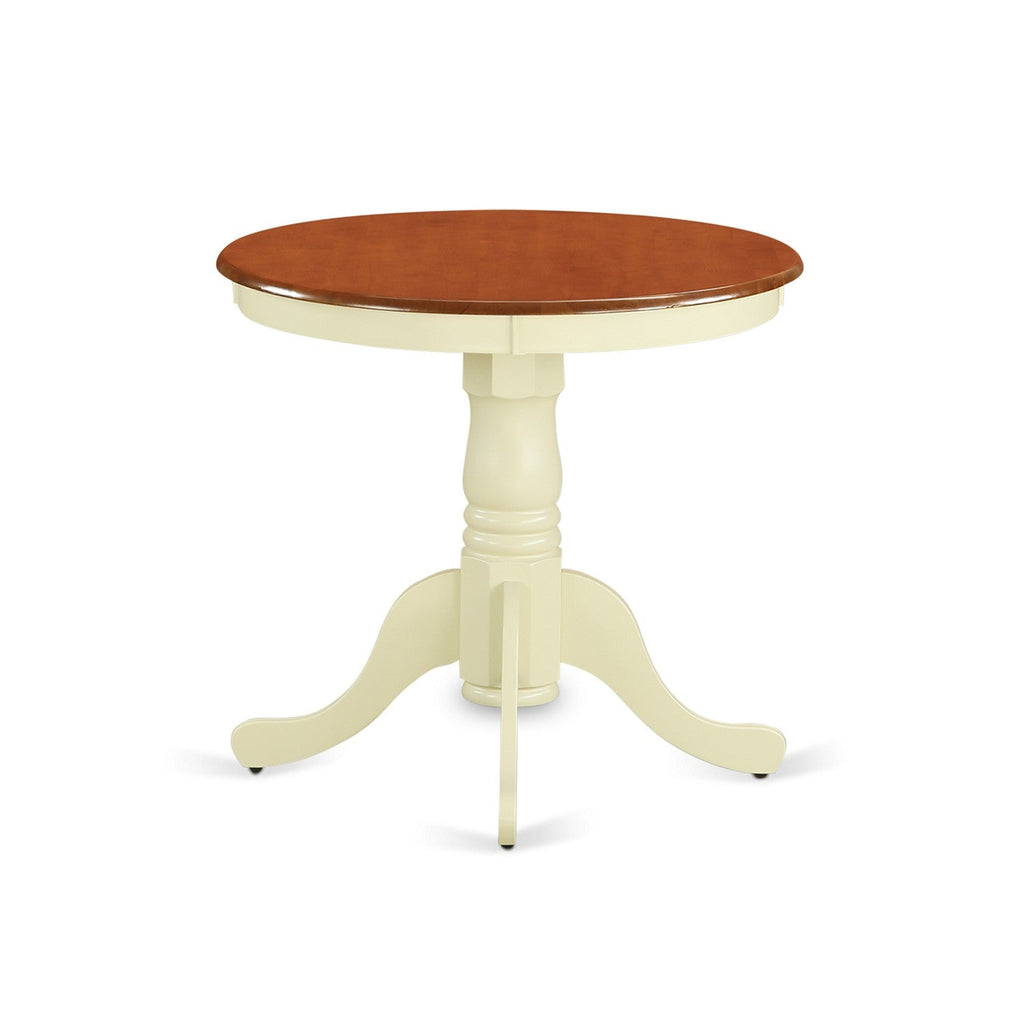 East West Furniture EMT-BMK-TP Eden Dining Table - a Round Wooden Table Top with Pedestal Base, 30x30 Inch, Buttermilk & Cherry