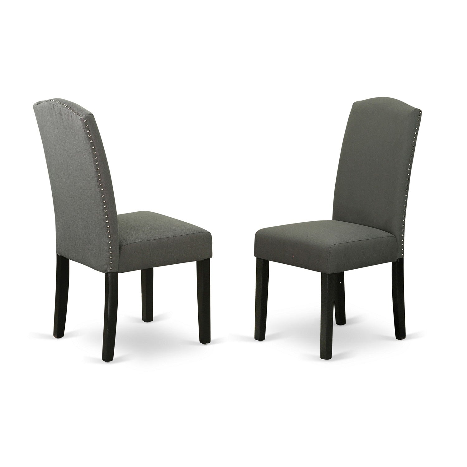 ENP1B20 Encinal parson Chair with Black Finish Leg and Linen fabric-Dark Gotham Grey Color - Set of 2