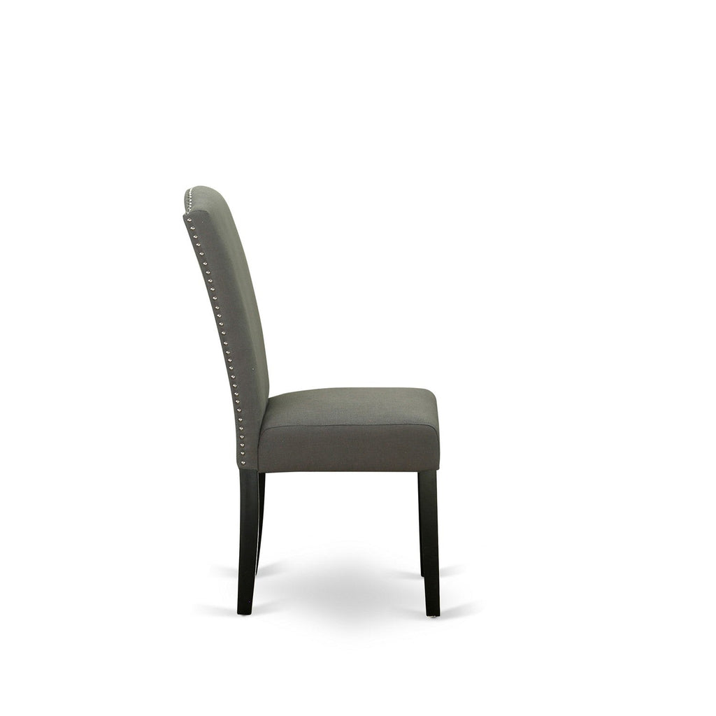 Sillas de cocina Parson Encinal ENP1B20 de East West Furniture - Sillas de comedor tapizadas en tela de lino Gotham oscuro con ribete de tachuelas