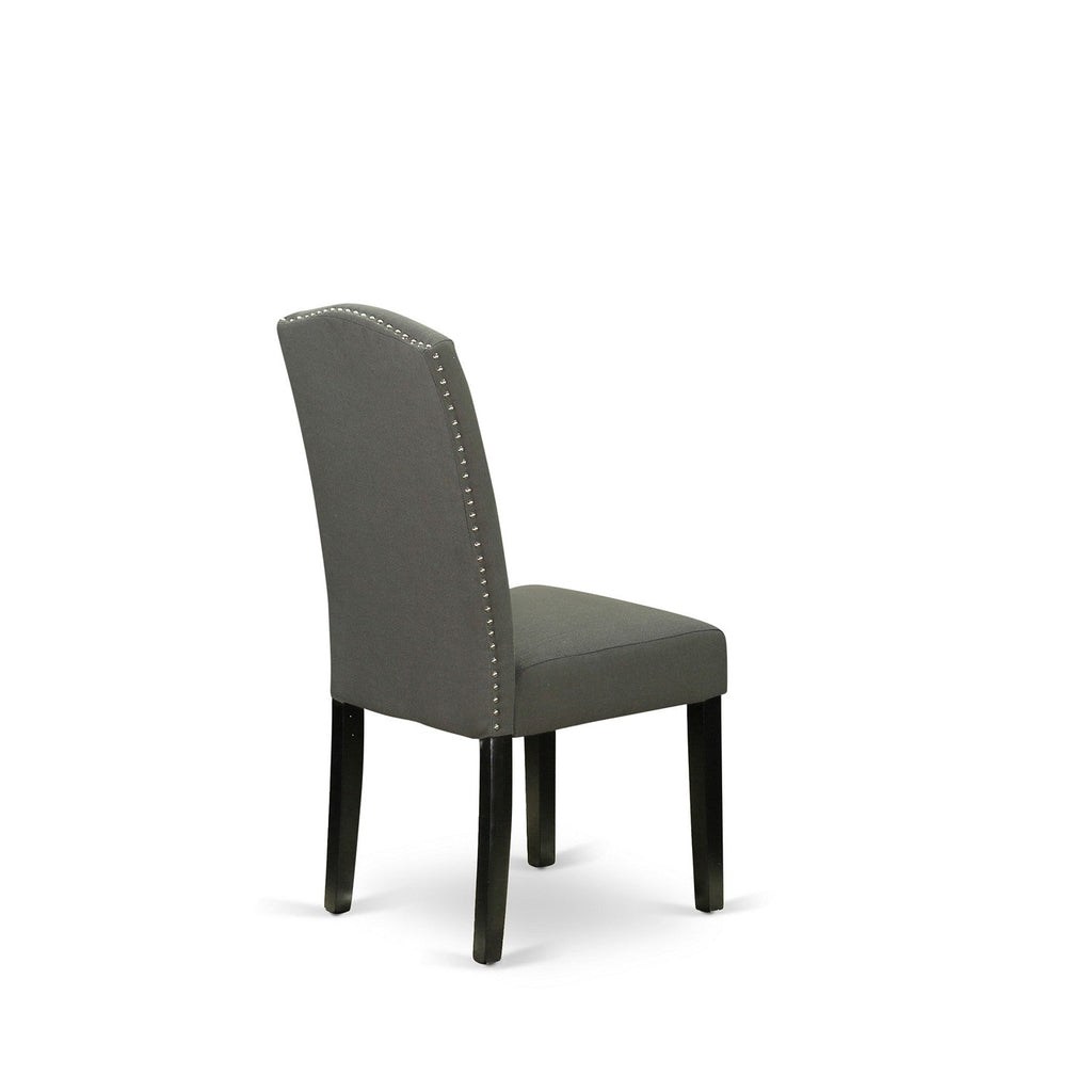 Sillas de cocina Parson Encinal ENP1B20 de East West Furniture - Sillas de comedor tapizadas en tela de lino Gotham oscuro con ribete de tachuelas