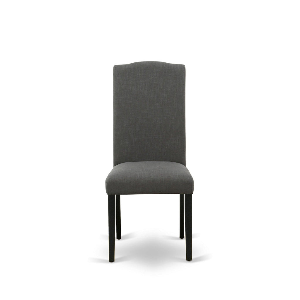 East West Furniture LAEN7-81-20 7 Piece Dining Table Set Consist of a Rectangle Butterfly Leaf Table and 6 Dark Gotham Linen Fabric Upholstered Chairs