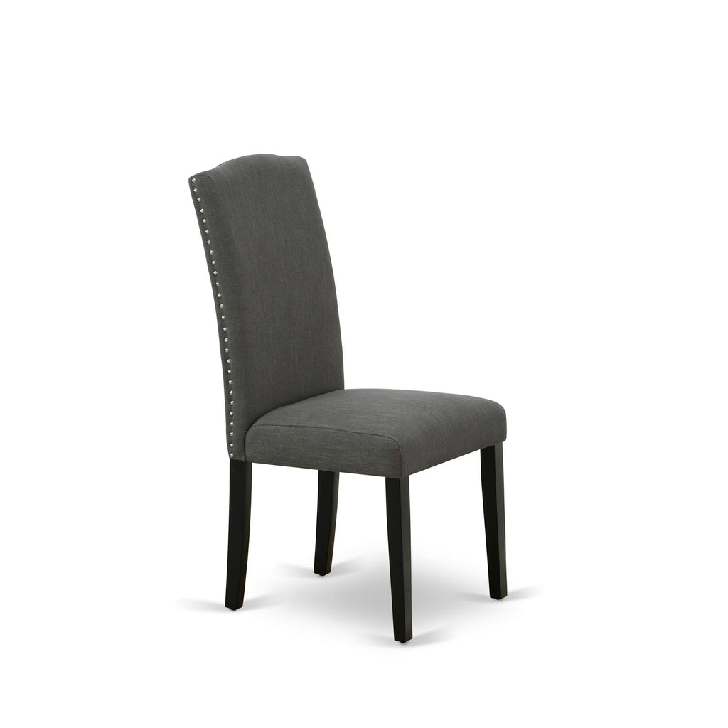 East West Furniture LAEN7-81-20 7 Piece Dining Table Set Consist of a Rectangle Butterfly Leaf Table and 6 Dark Gotham Linen Fabric Upholstered Chairs