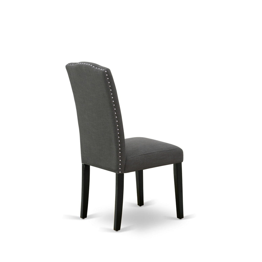 East West Furniture LAEN7-81-20 7 Piece Dining Table Set Consist of a Rectangle Butterfly Leaf Table and 6 Dark Gotham Linen Fabric Upholstered Chairs
