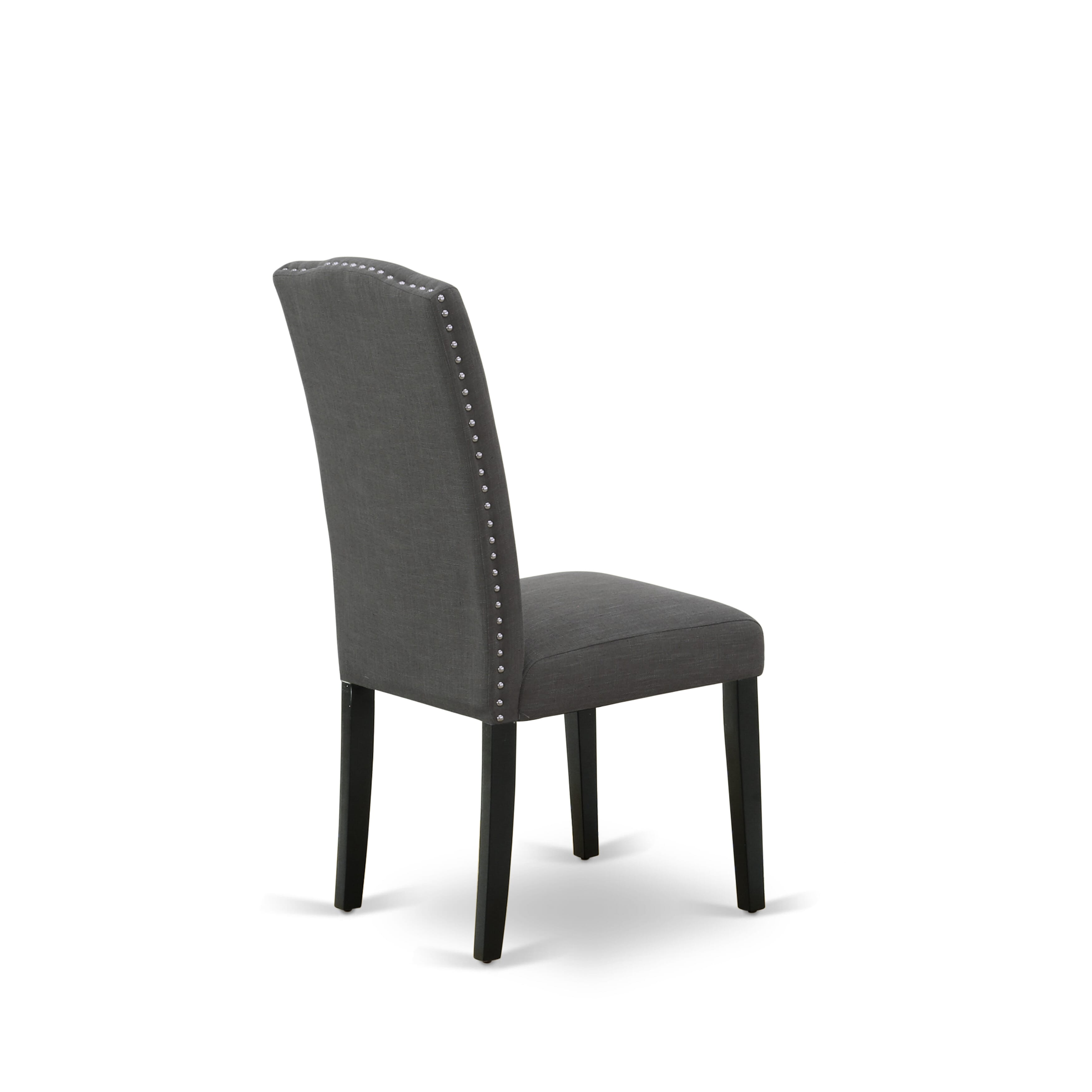 East West Furniture ESEN3-BCH-20 3-Piece Modern Dining Set Consist of Dining Table and 2 Dark Gotham Grey Linen Fabric Parson Chairs with High Stylish Back - Black Finish