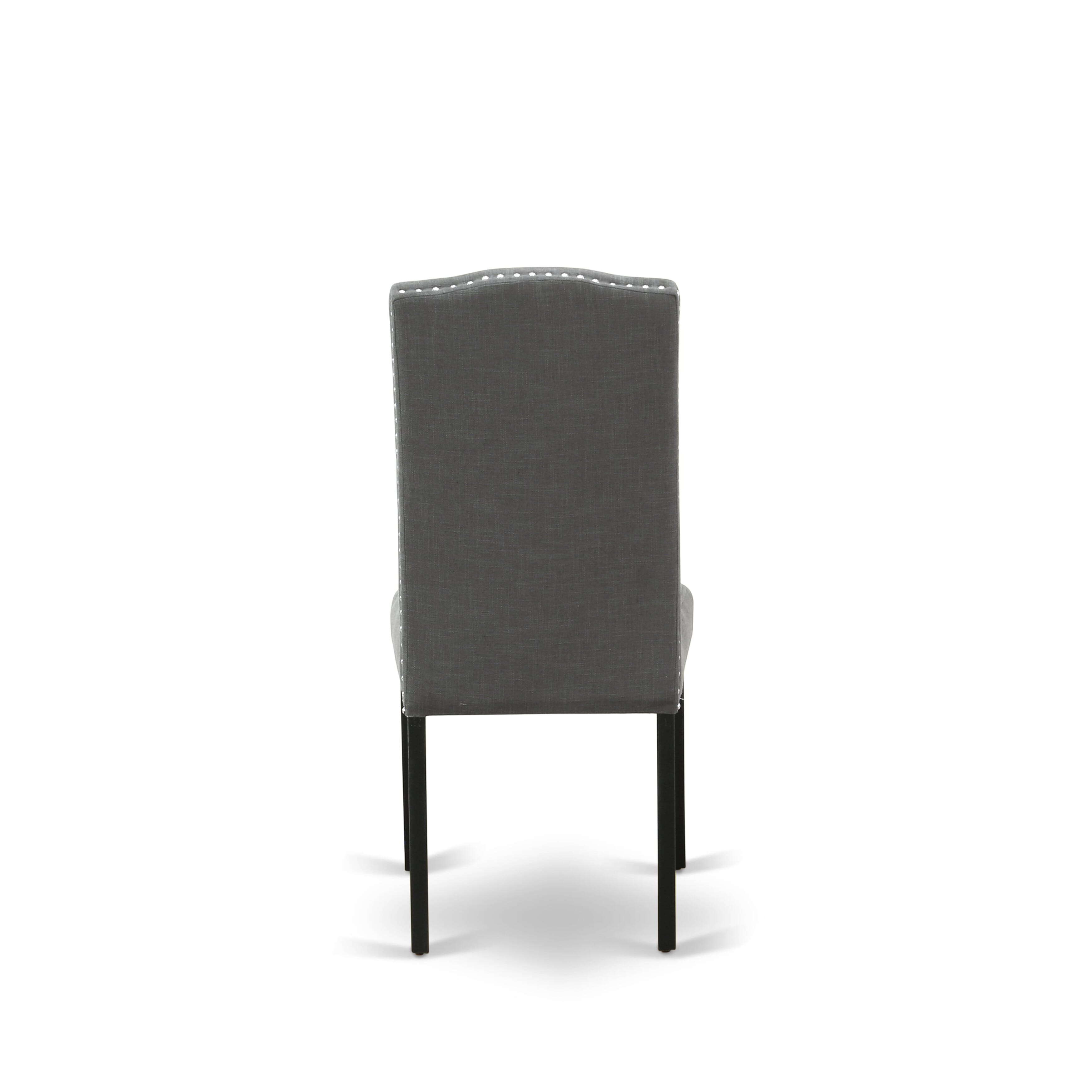 East West Furniture ESEN3-BCH-20 3-Piece Modern Dining Set Consist of Dining Table and 2 Dark Gotham Grey Linen Fabric Parson Chairs with High Stylish Back - Black Finish