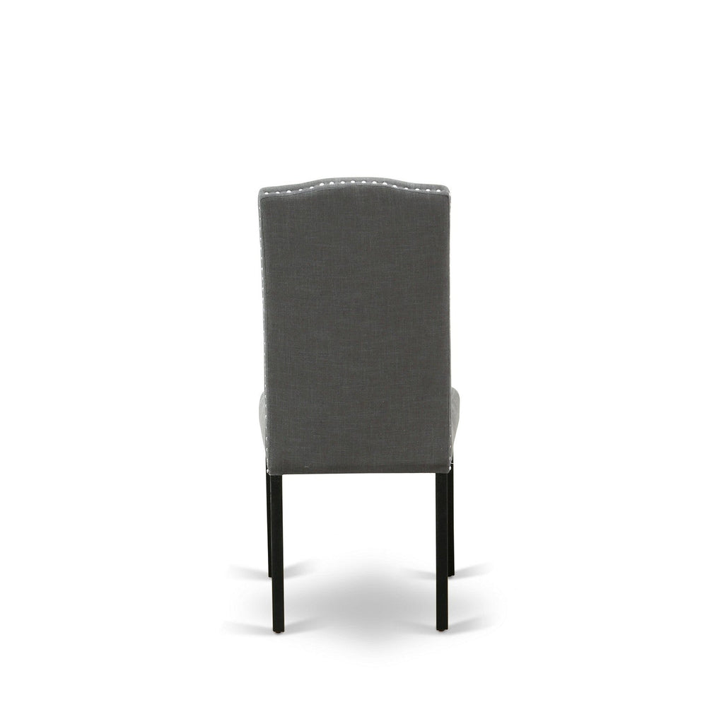 East West Furniture LAEN7-81-20 7 Piece Dining Table Set Consist of a Rectangle Butterfly Leaf Table and 6 Dark Gotham Linen Fabric Upholstered Chairs