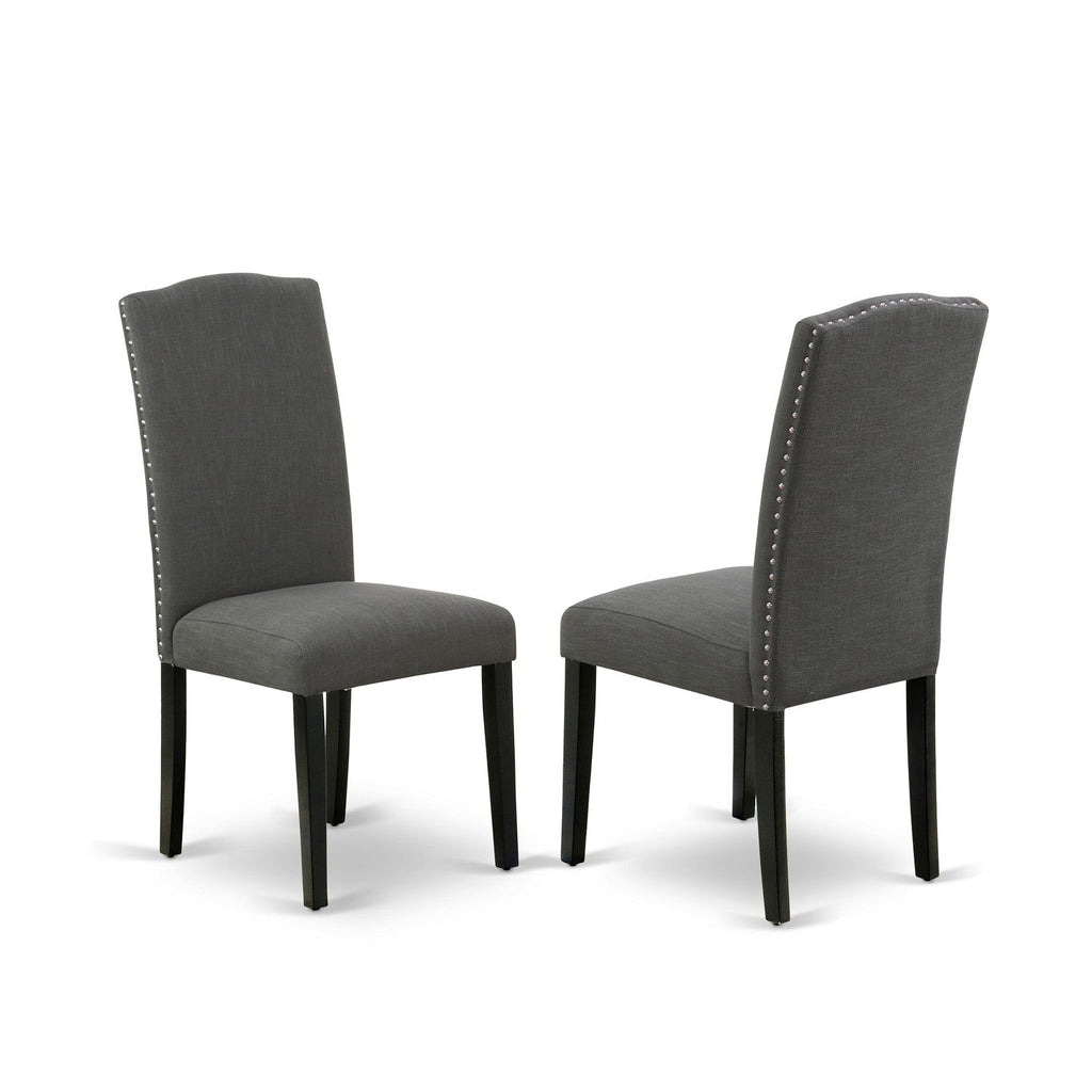 East West Furniture WEEN5-BLK-20 5 Piece Kitchen Table Set Includes a Rectangle Dining Table with Butterfly Leaf and 4 Dark Gotham Linen Fabric Upholstered Chairs