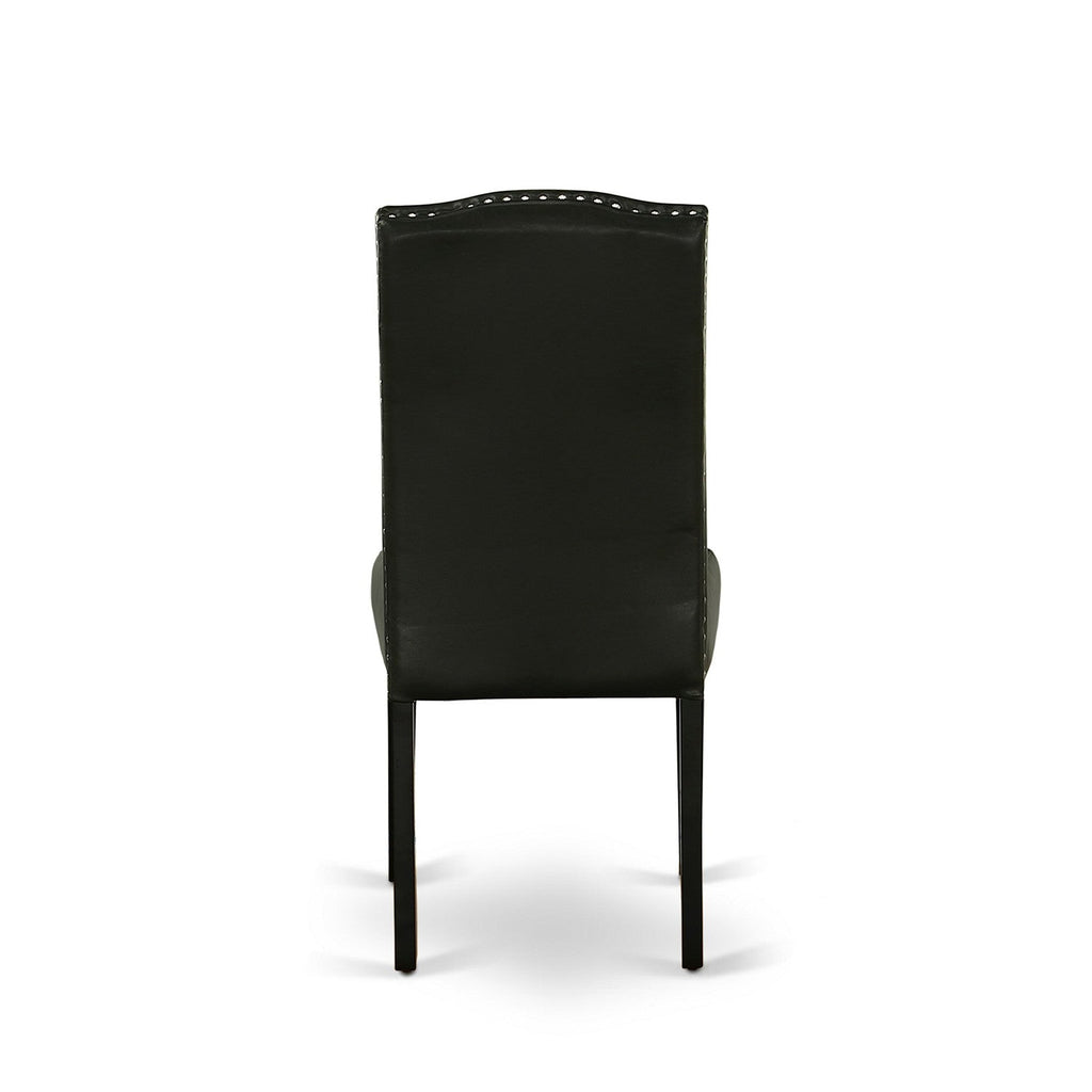 East West Furniture WEEN7-BLK-69 7 Piece Dining Table Set Consist of a Rectangle Dining Room Table with Butterfly Leaf and 6 Black Faux Leather Upholstered Chairs