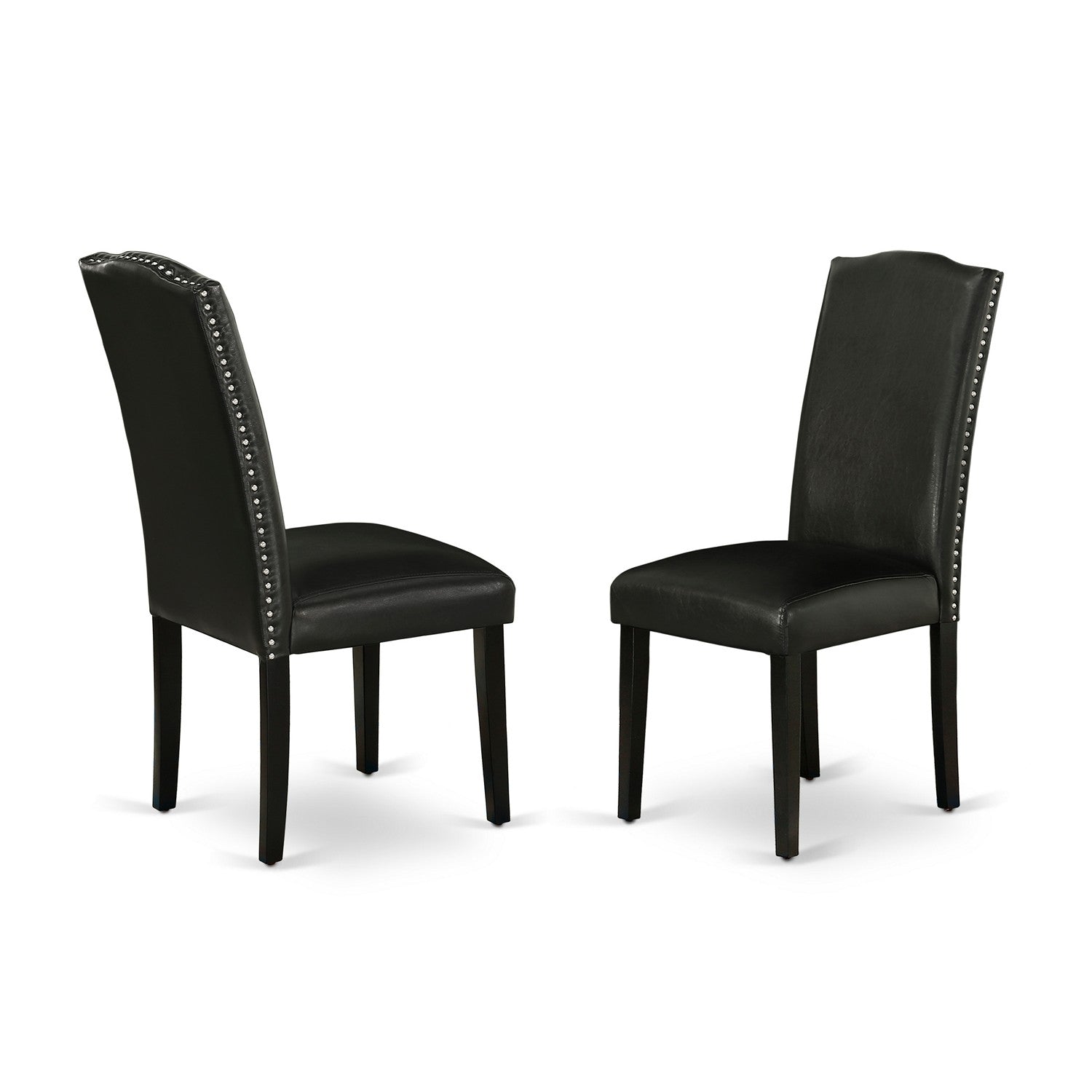 Juego de mesa y sillas de cocina de 5 piezas East West Furniture X697EN169-5. Incluye una mesa de comedor rectangular con patas en forma de X y 4 sillas de comedor Parsons de piel sintética negra.