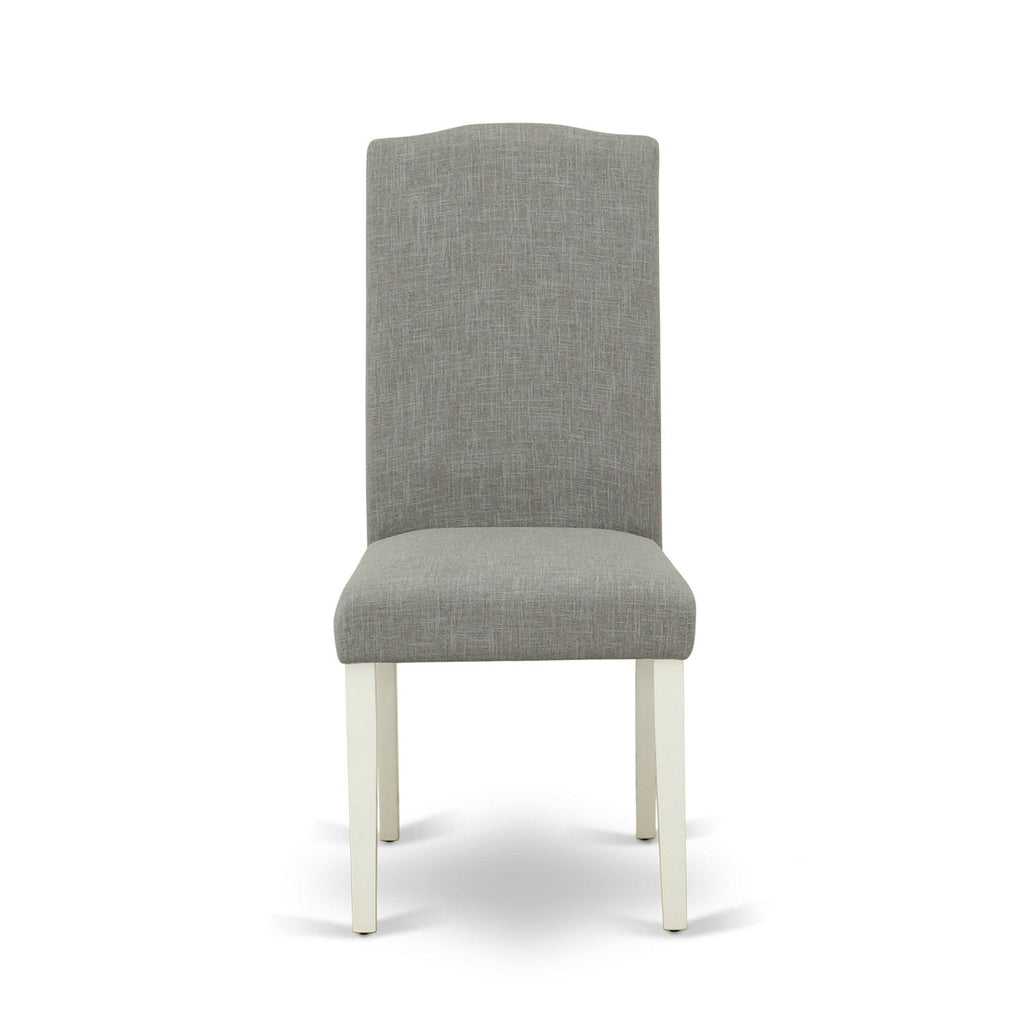 East West Furniture WEEN5-LWH-06 5 Piece Dining Room Table Set Includes a Rectangle Kitchen Table with Butterfly Leaf and 4 Dark Shitake Linen Fabric Parson Chairs