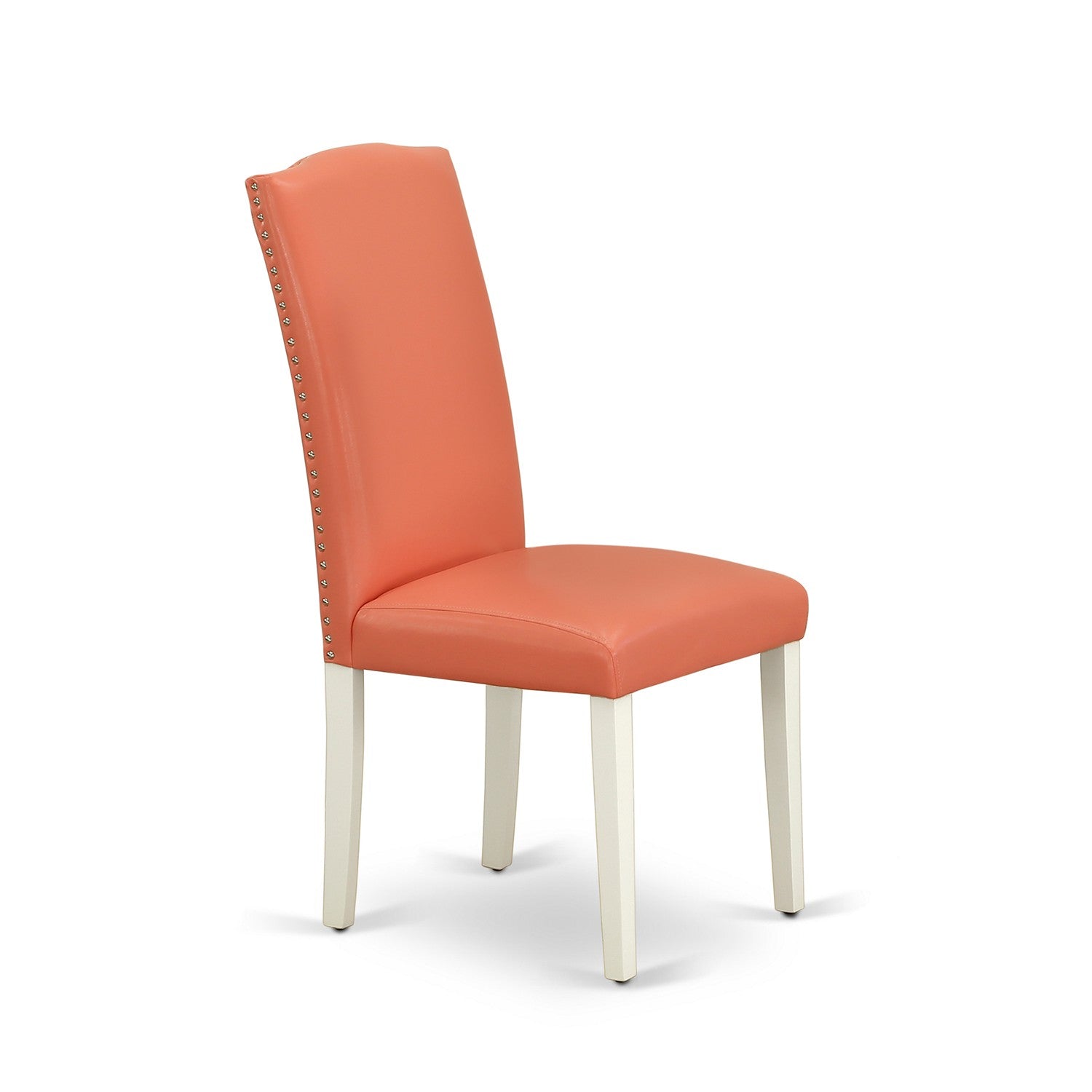 El juego de mesa de comedor de 5 piezas East West Furniture HLEN5-LWH-78 incluye una mesa redonda de madera con pedestal y 4 sillas de comedor Parson de cuero sintético con diseño de flamenco rosa.