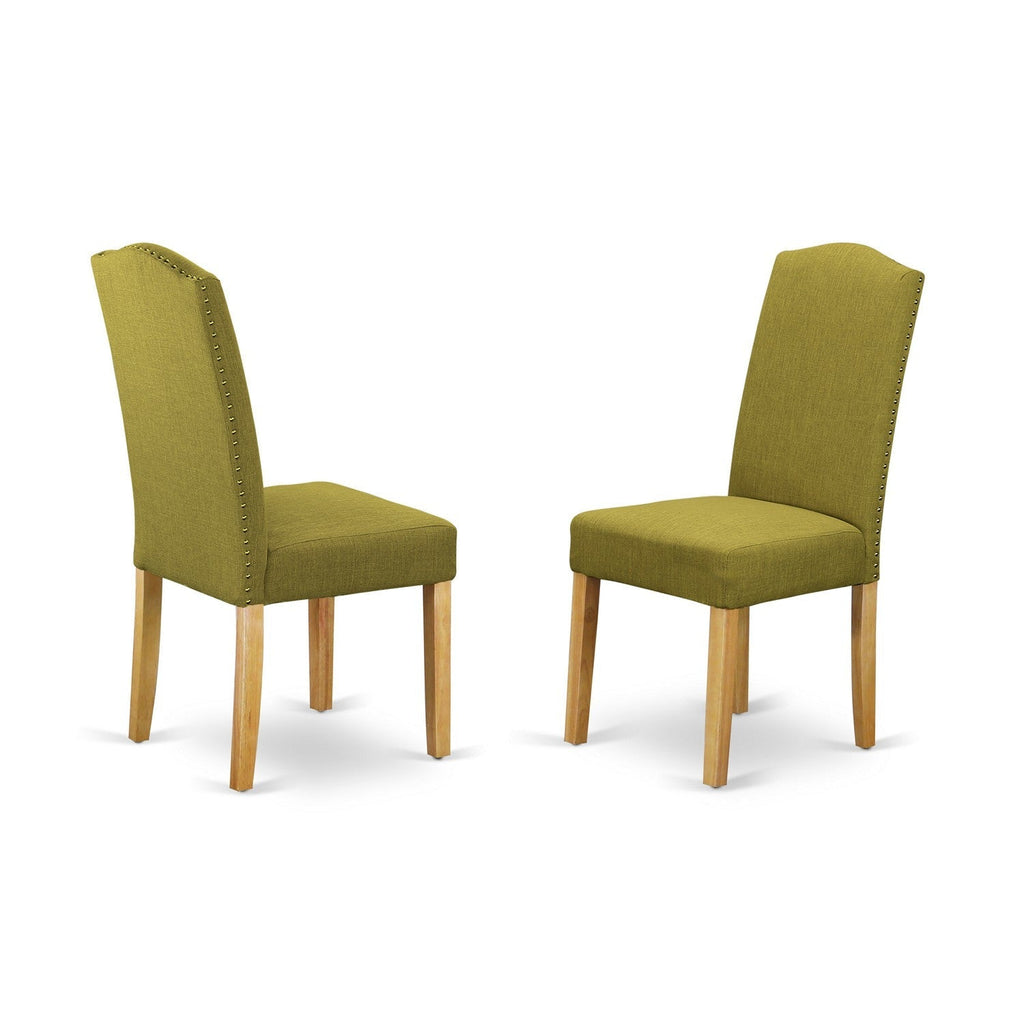 East West Furniture MZEN5-OAK-08 5 Piece Modern Dining Table Set Includes a Rectangle Wooden Table with Dropleaf and 4 Linen Fabric Parson Chairs