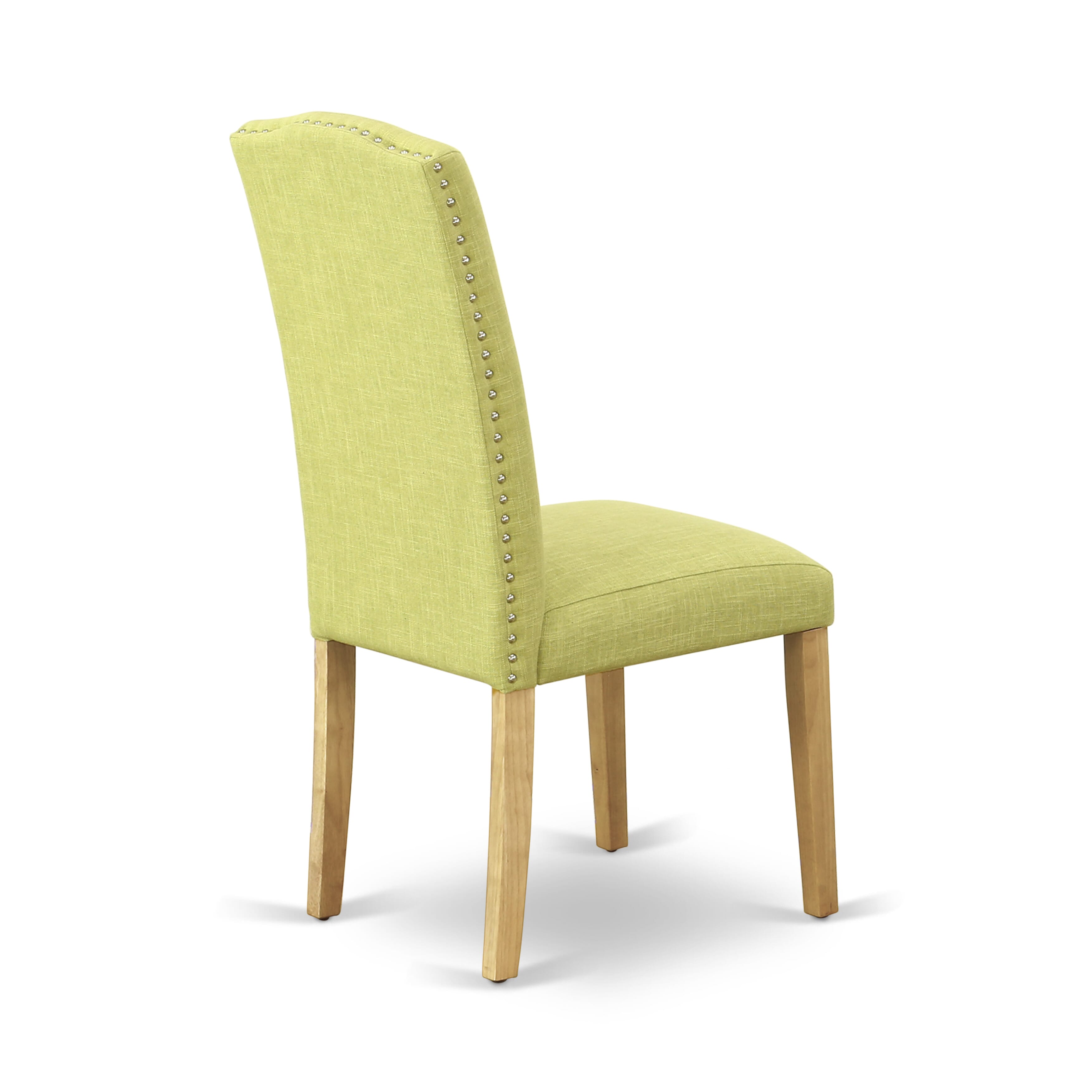 East West Furniture NDEN3-OAK-07 Modern Dining Table Set 3 Pcs - Two Parson Chairs and a Dinner Table - Oak Finish Solid wood - Limelight Color Linen Fabric