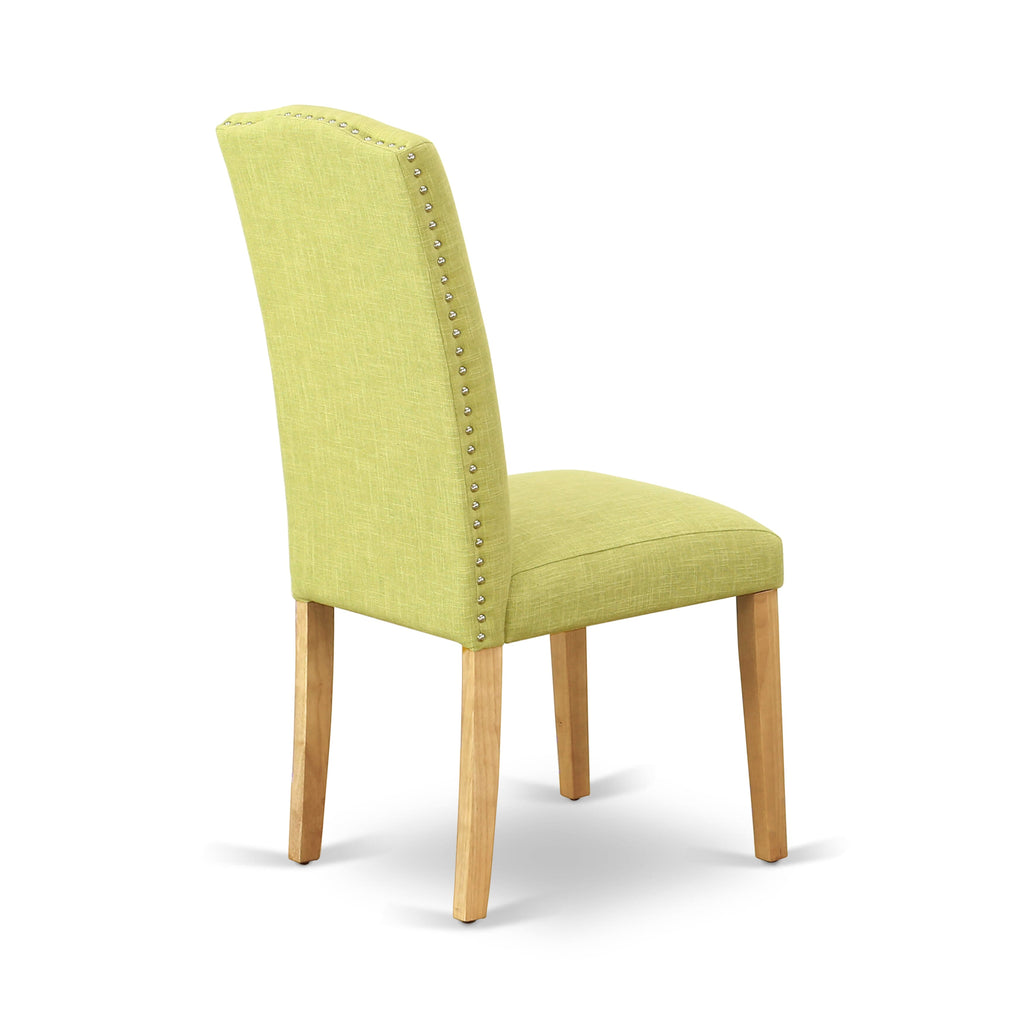 Juego de comedor de 3 piezas East West Furniture NDEN3-OAK-07 para espacios pequeños. Contiene una mesa de comedor rectangular con alas abatibles y 2 sillas Parson de tela de lino Limelight.