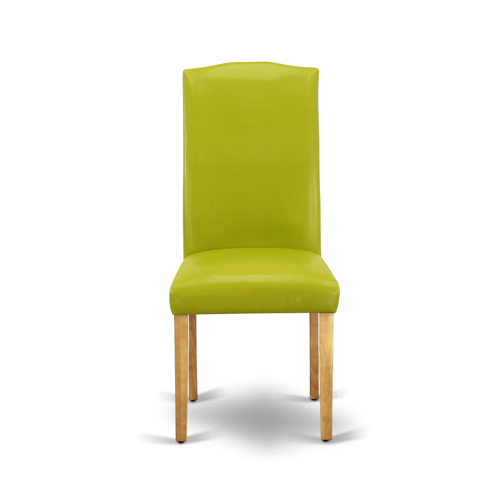 El juego de mesa de cocina de 5 piezas East West Furniture NDEN5-OAK-51 incluye una mesa de comedor rectangular con alas abatibles y 4 sillas tapizadas de cuero sintético verde otoño.
