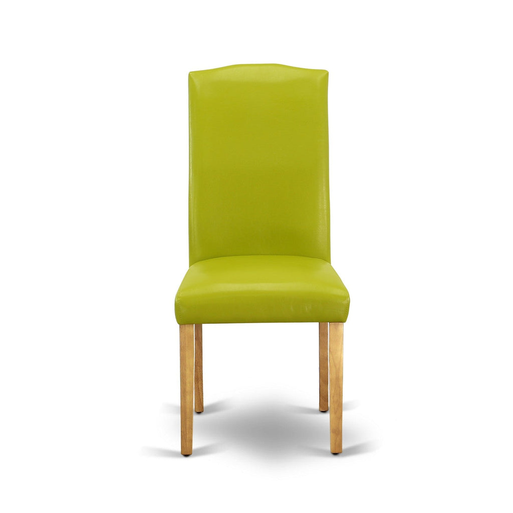 East West Furniture ENP4T51 Encinal Parsons Dining Chairs - Nailhead Trim Autumn Green Faux Leather Upholstered Chairs