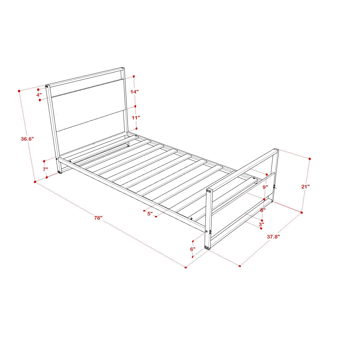 East West Furniture ERTBW02 Erie metal bed frame with 4 Metal Legs - Lavish Bed in Powder Coating Linen white Color and Linen white Wood laminate