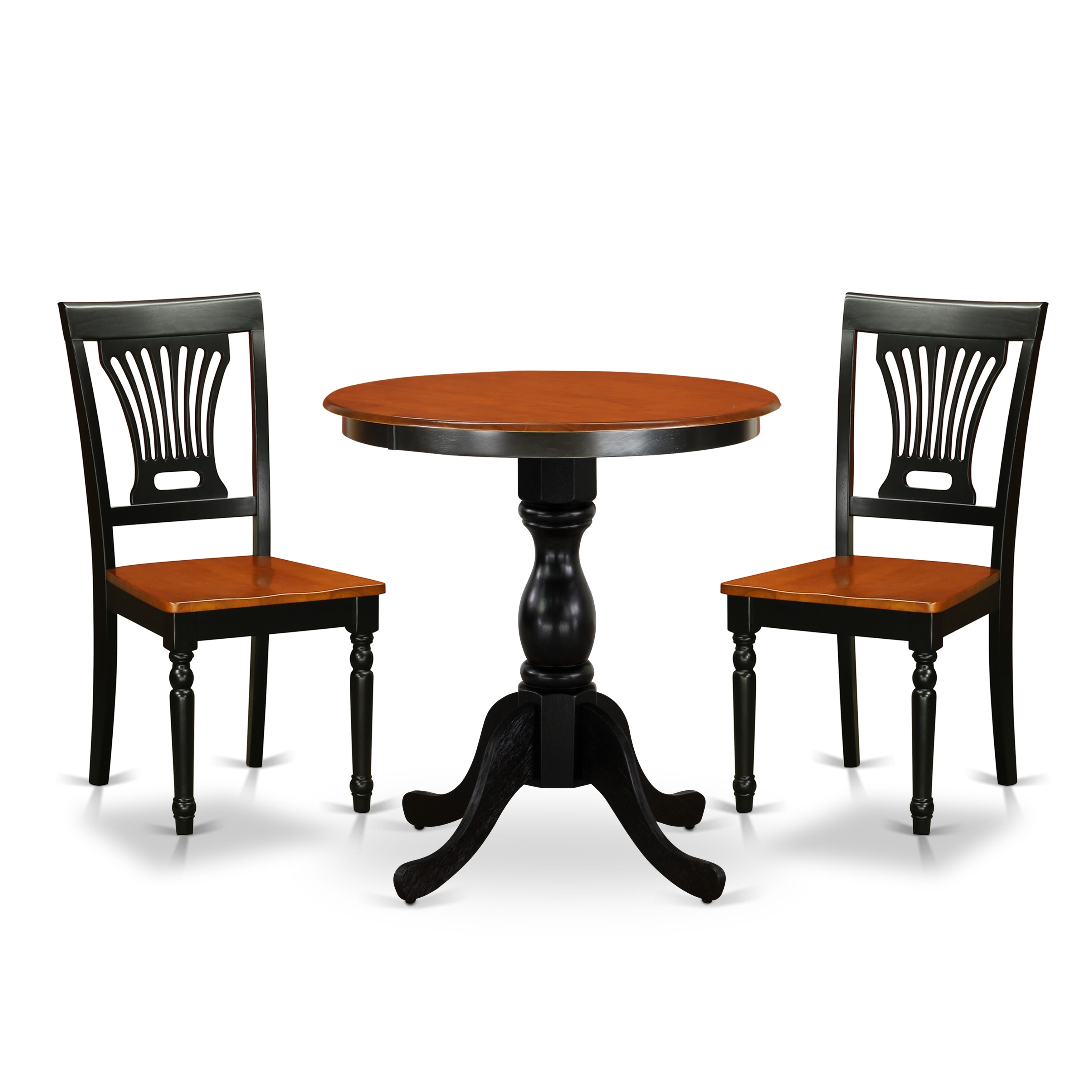 East West Furniture ESPV3-BCH-W 3-Piece Kitchen Table SetInclude a Wood Dining Table and 2 Modern Dining Chairs with Slatted Back - Black Finish