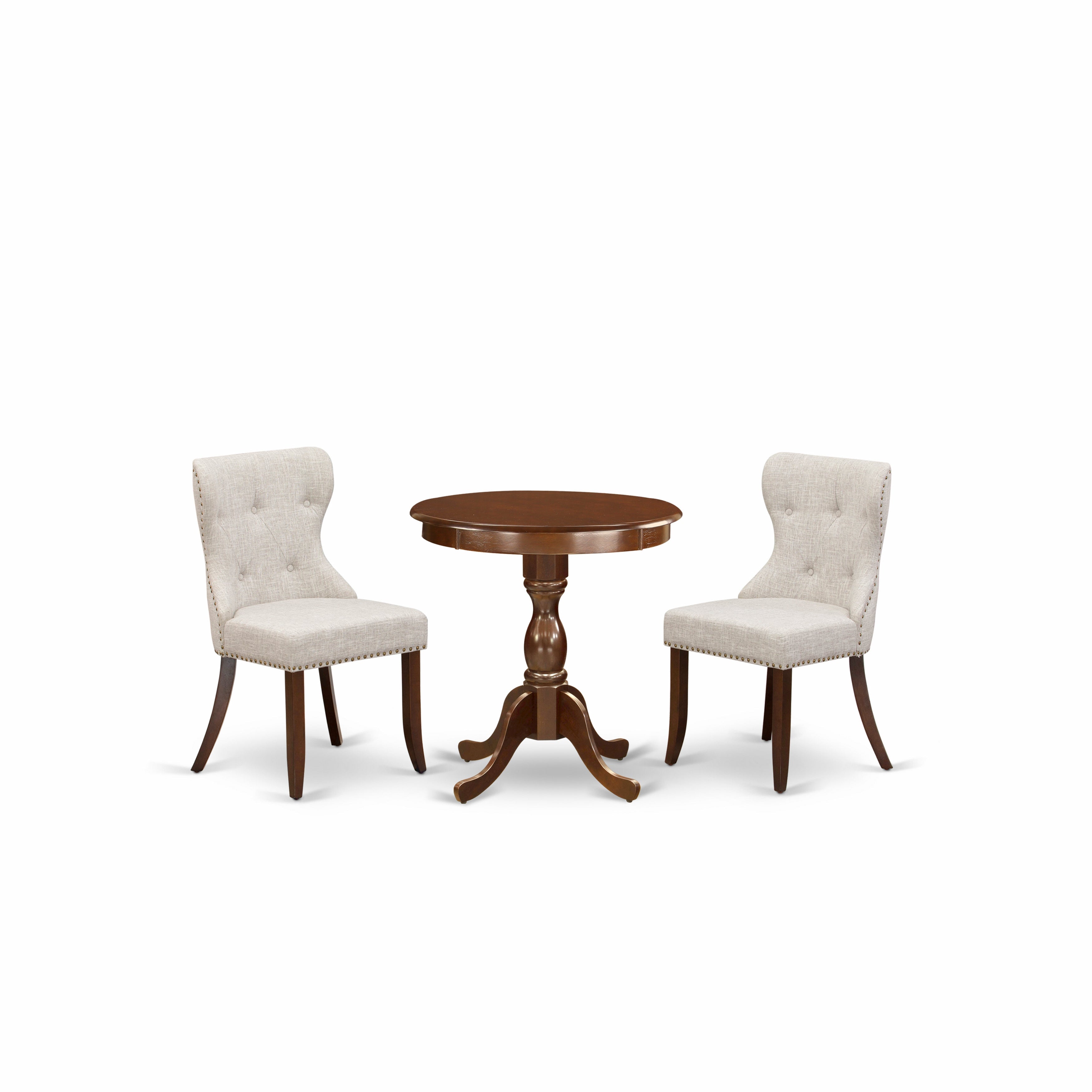EAST WEST FURNITURE - ESSI3-MAH-35 - 3-Pc Dinette Set - 2 kitchen chairs and 1 Dining Room Table - Mahogany Finish