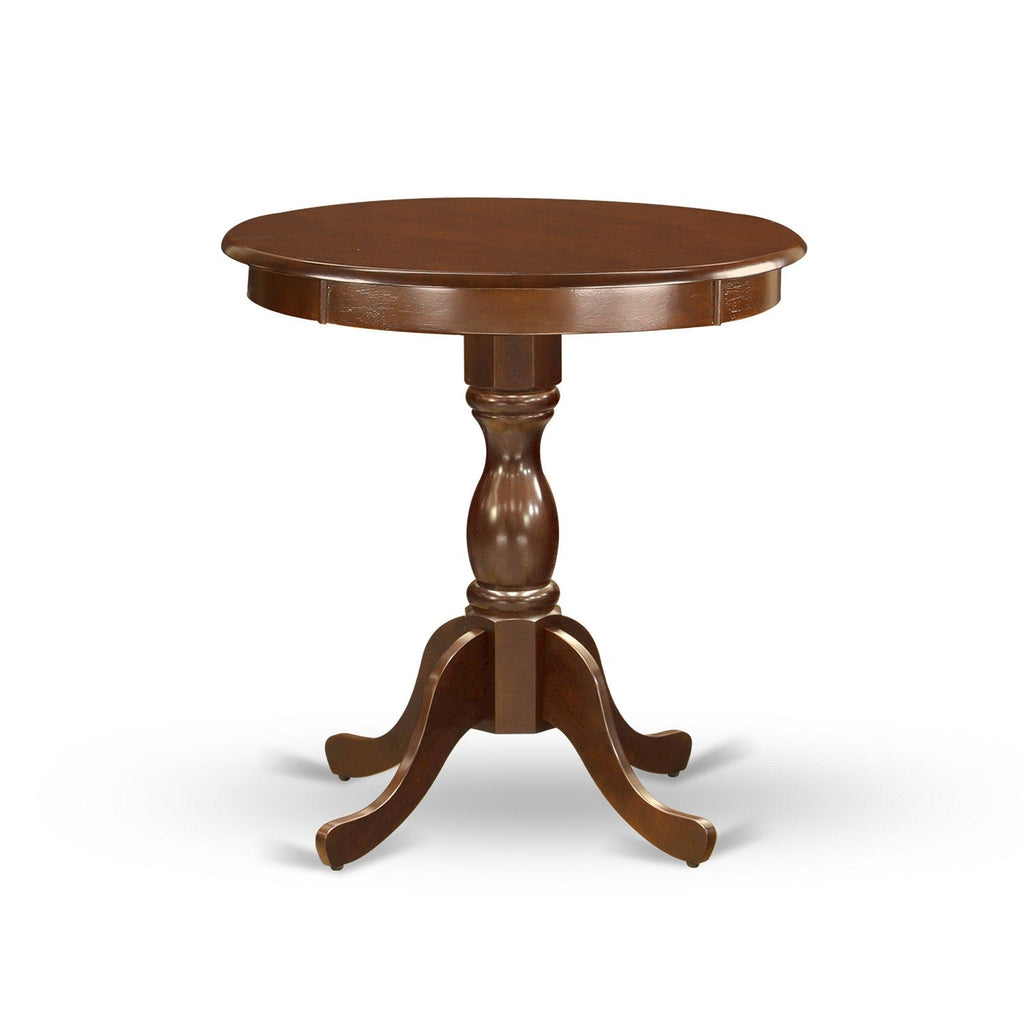 East West Furniture EST-MAH-TP Eden Modern Dining Table - a Round Kitchen Table Top with Pedestal Base, 30x30 Inch, Mahogany