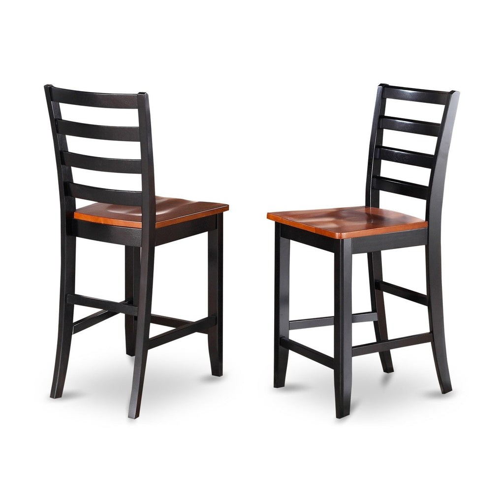 East West Furniture PBFA3-BLK-W 3 Piece Counter Height Dining Set for Small Spaces Contains a Square Dining Room Table and 2 Wooden Seat Chairs