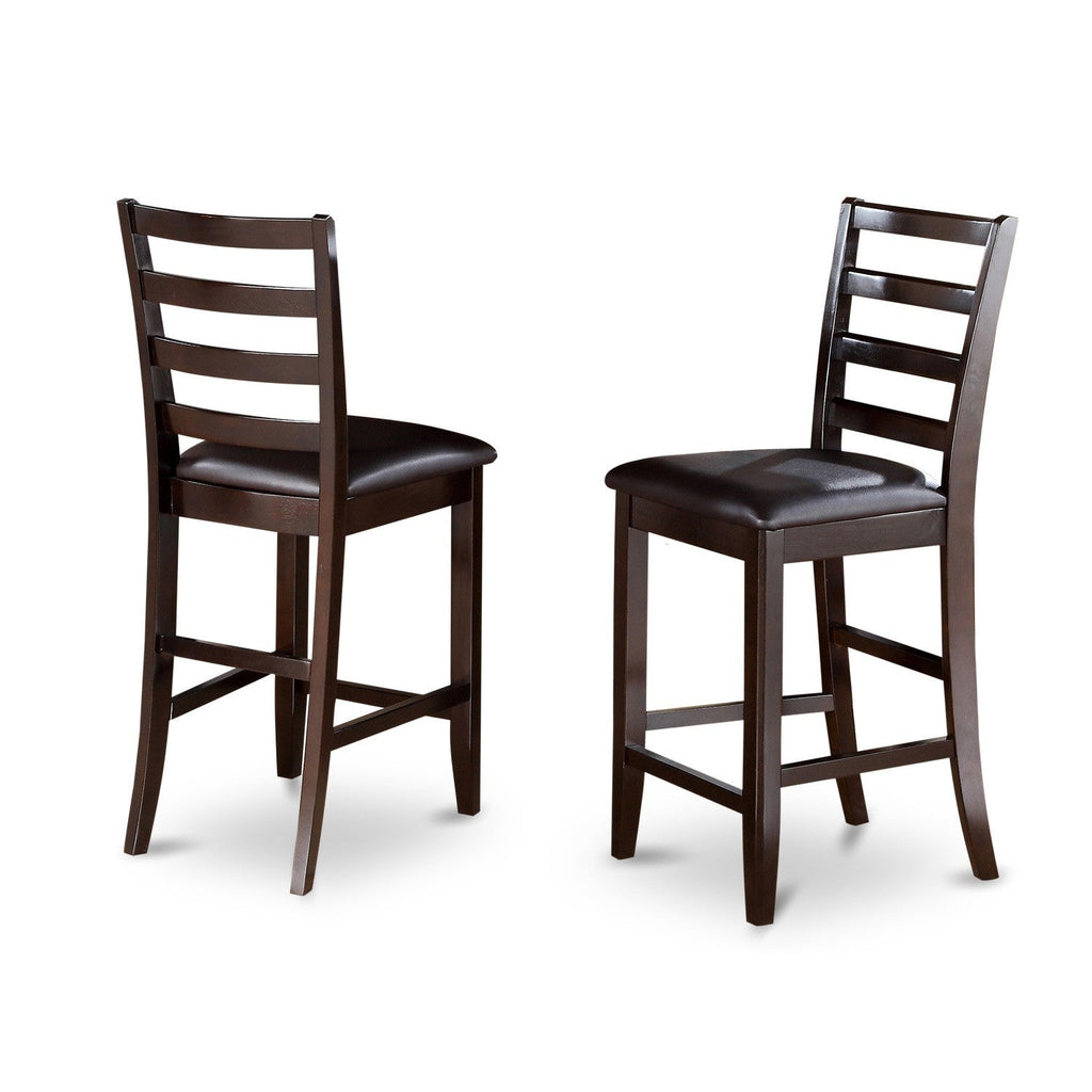 East West Furniture FAIR7-CAP-LC 7 Piece Counter Height Dining Table Set Consist of a Square Wooden Table with Pedestal and 6 Faux Leather Kitchen Dining Chairs