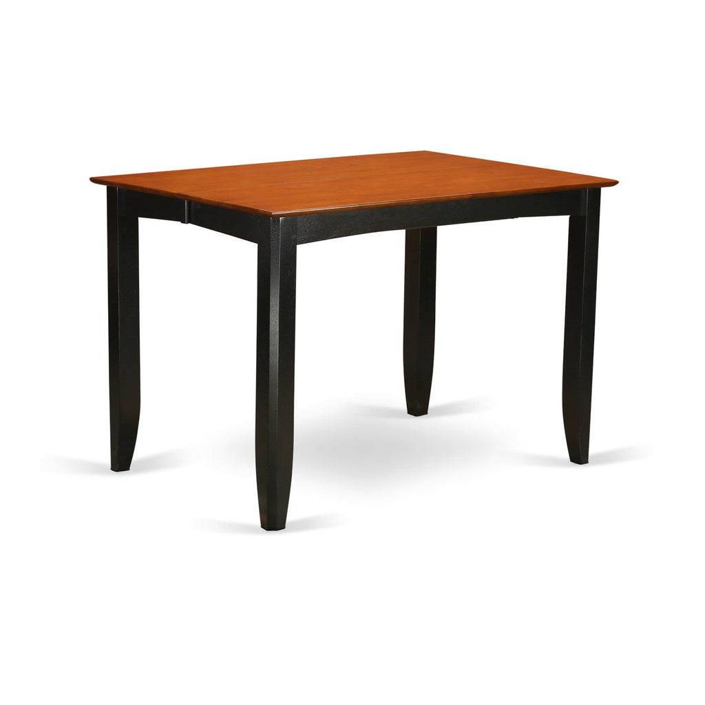 East West Furniture FAQU9H-BLK-W 9 Piece Counter Height Pub Set Includes a Square Dining Table with Pedestal and 8 Kitchen Dining Chairs