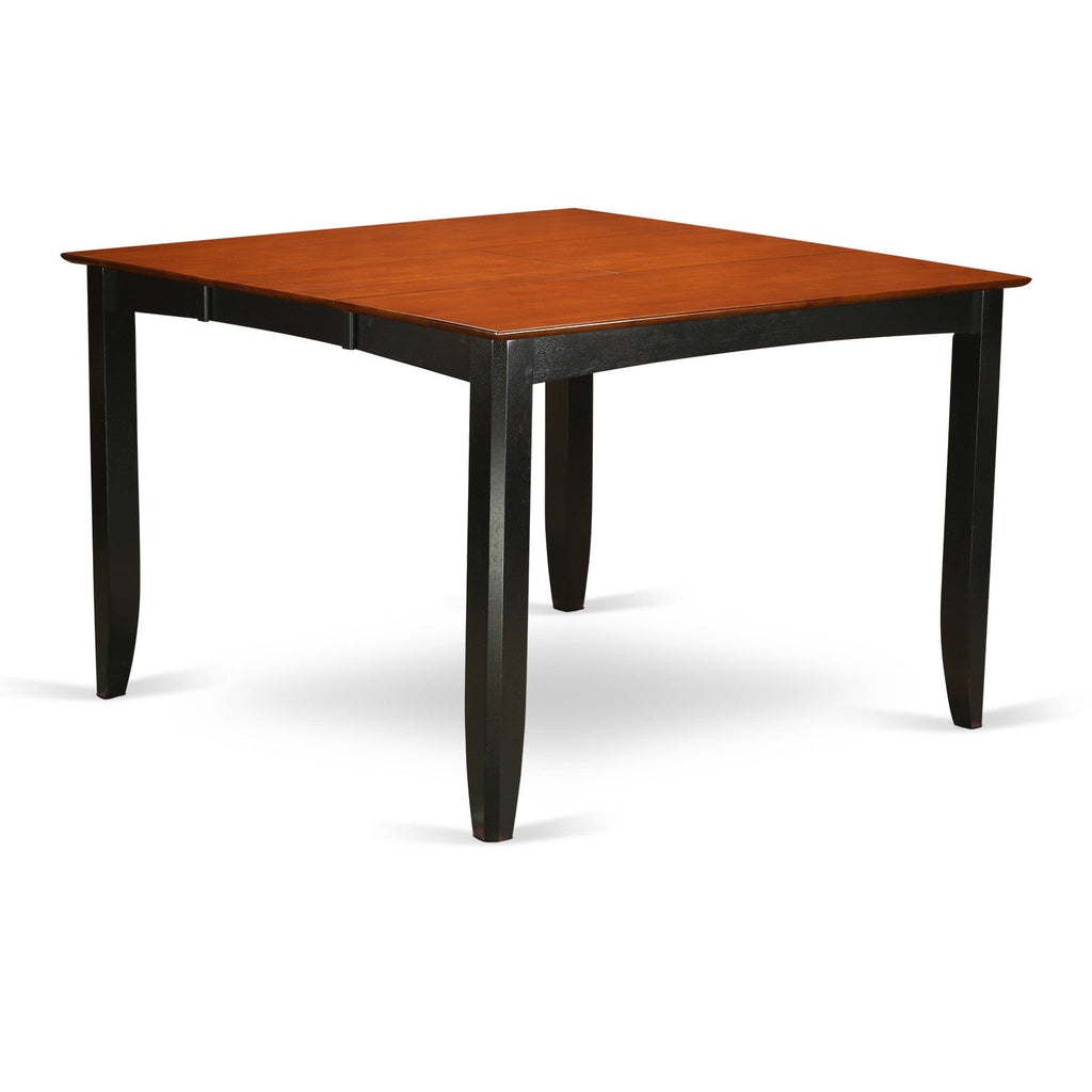 East West Furniture FAKE7H-BLK-W 7 Piece Counter Height Dining Set Consist of a Square Kitchen Table with Pedestal and 6 Dining Chairs