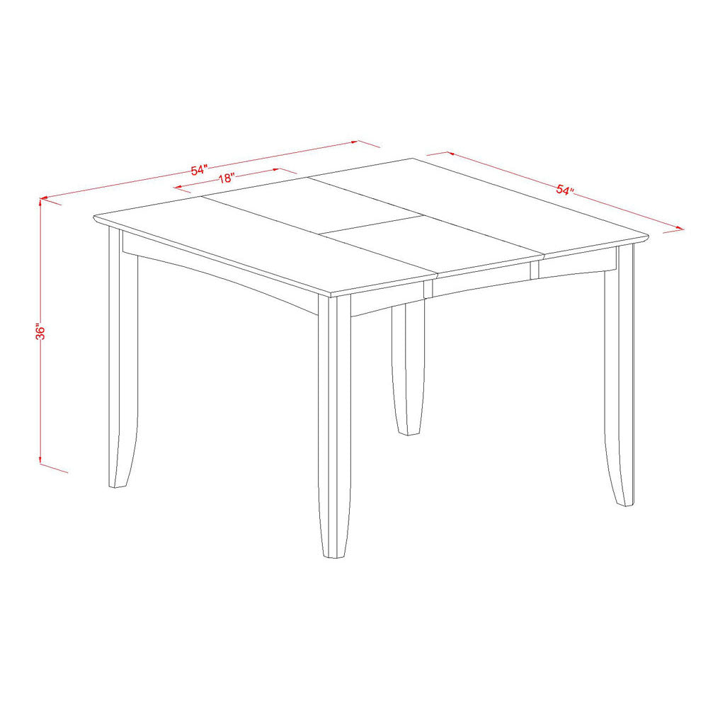 East West Furniture FAIR7-CAP-W 7 Piece Kitchen Counter Set Consist of a Square Dining Table with Pedestal and 6 Dining Room Chairs, 54x54 Inch, Cappuccino