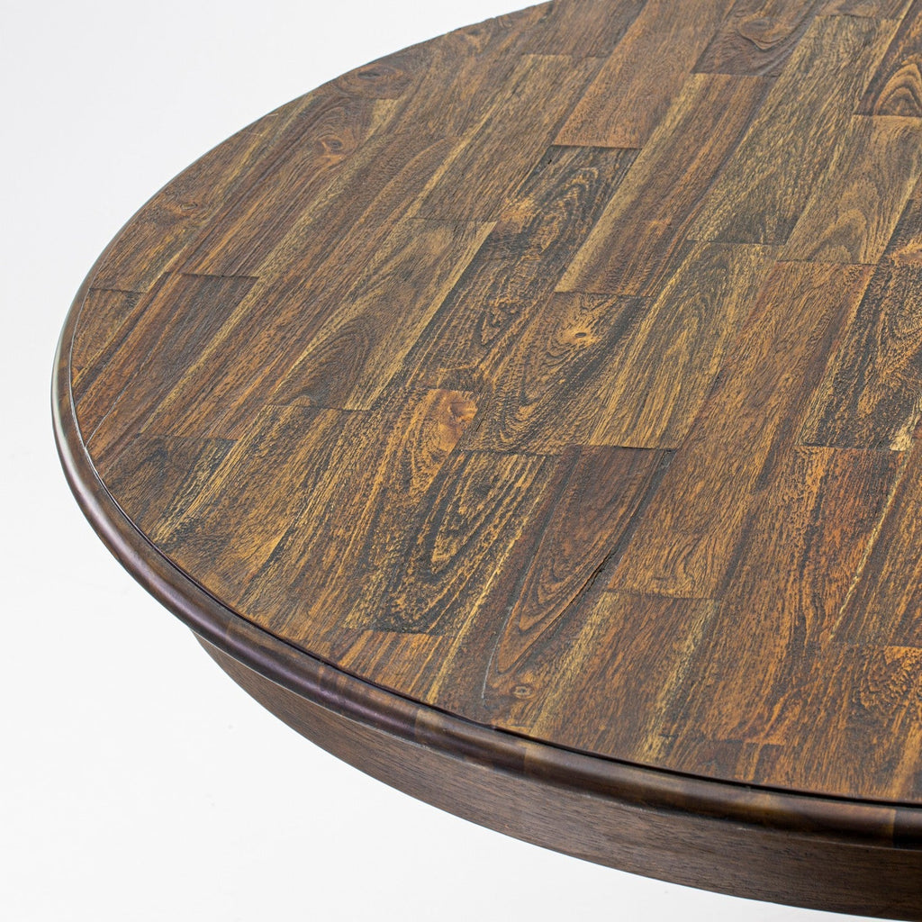 East West Furniture F2AB7-N35 7 Piece Dining Set Consist of a Round Dining Room Table with Pedestal and 6 Doeskin Linen Fabric Upholstered Parson Chairs