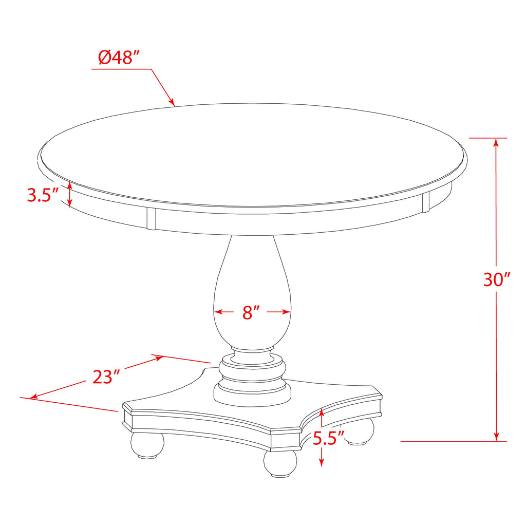 East West Furniture F2MZ5-NN-32 5 Piece Dining Room Set Includes a Round Dining Table with Pedestal and 4 Light Beige Linen Fabric Parson Chairs, 48x48 Inch, Sandblasting Antique Walnut