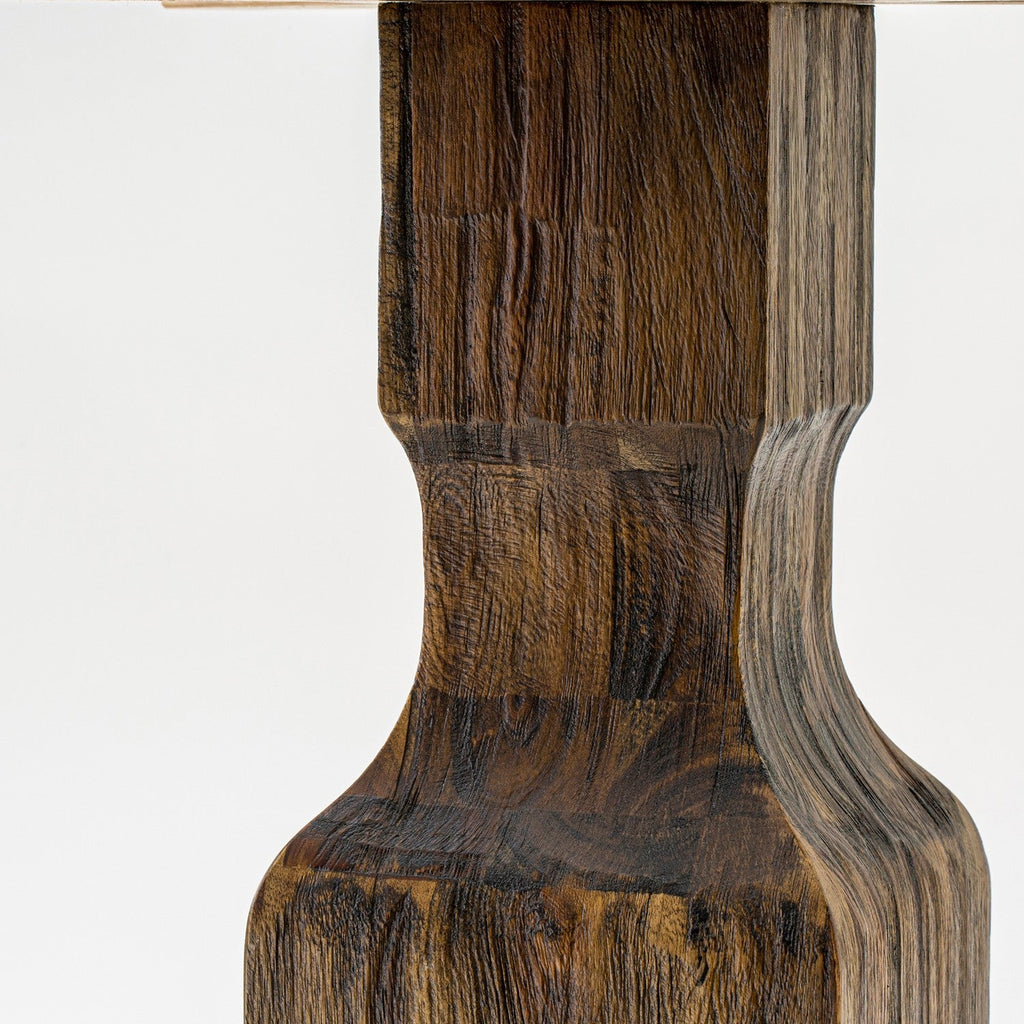 Juego de mesa de cocina de 7 piezas East West Furniture F3EL7-718 compuesto por una mesa de comedor redonda con pedestal y 6 sillas de comedor Parsons de tela de lino marrón.