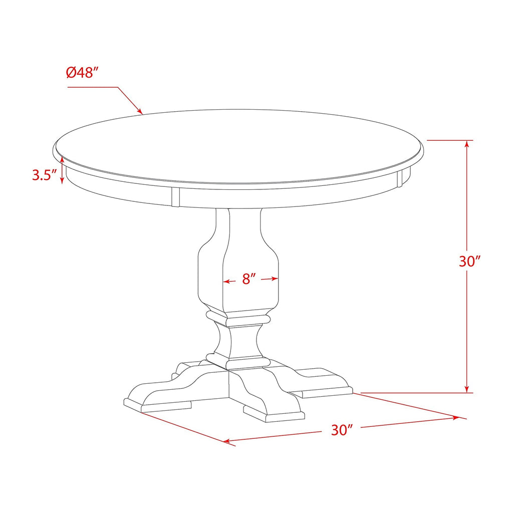 East West Furniture F3MZ7-748 7 Piece Kitchen Table Set Consist of a Round Dining Table with Pedestal and 6 Coffee Linen Fabric Parson Dining Chairs, 48x48 Inch, Distressed Jacobean