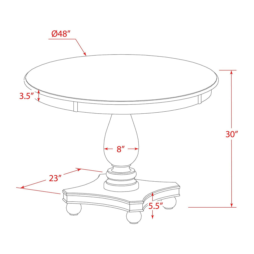 East West Furniture F2SI5-737 5 Piece Dinette Set for 4 Includes a Round Dining Table with Pedestal and 4 Limelight Linen Fabric Parson Chairs, 48x48 Inch, Distressed Jacobean