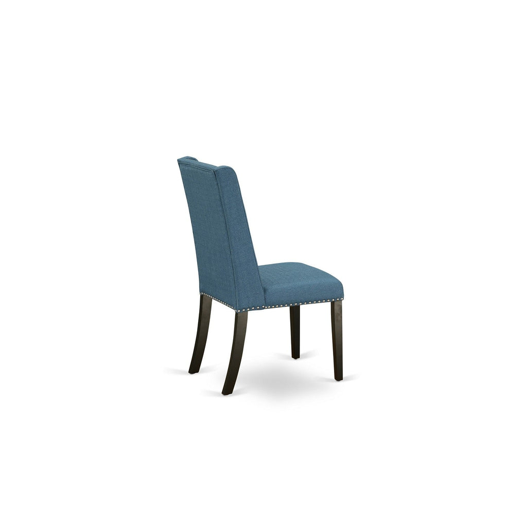 East West Furniture FLP1T21 Florence Parson Chairs - Nailhead Trim Blue Linen Fabric Upholstered Dining Chairs