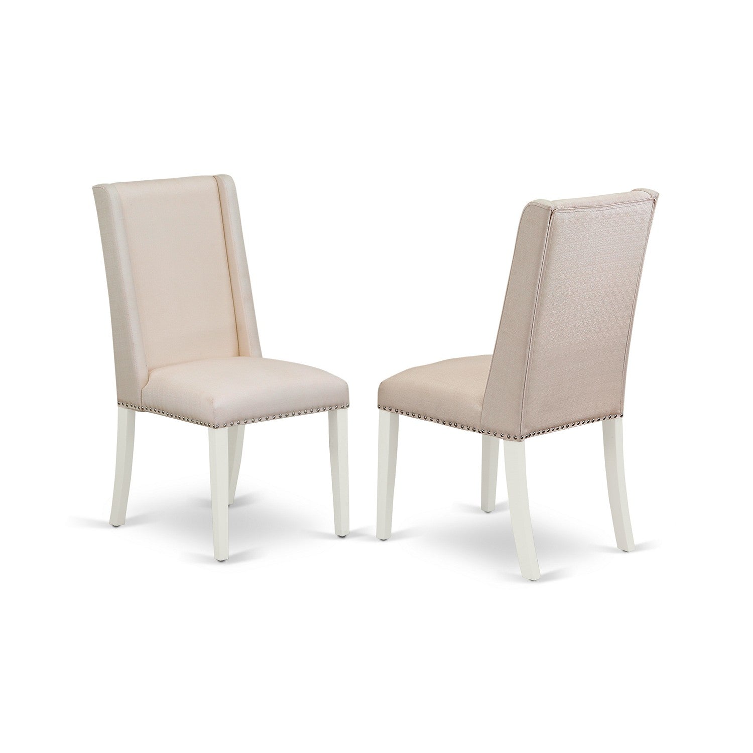 East West Furniture V077FL201-9 9-Piece Dining Room Set with Dining Room Table and 8 Linen Fabric Parson dining room chairs (linen white Finish)
