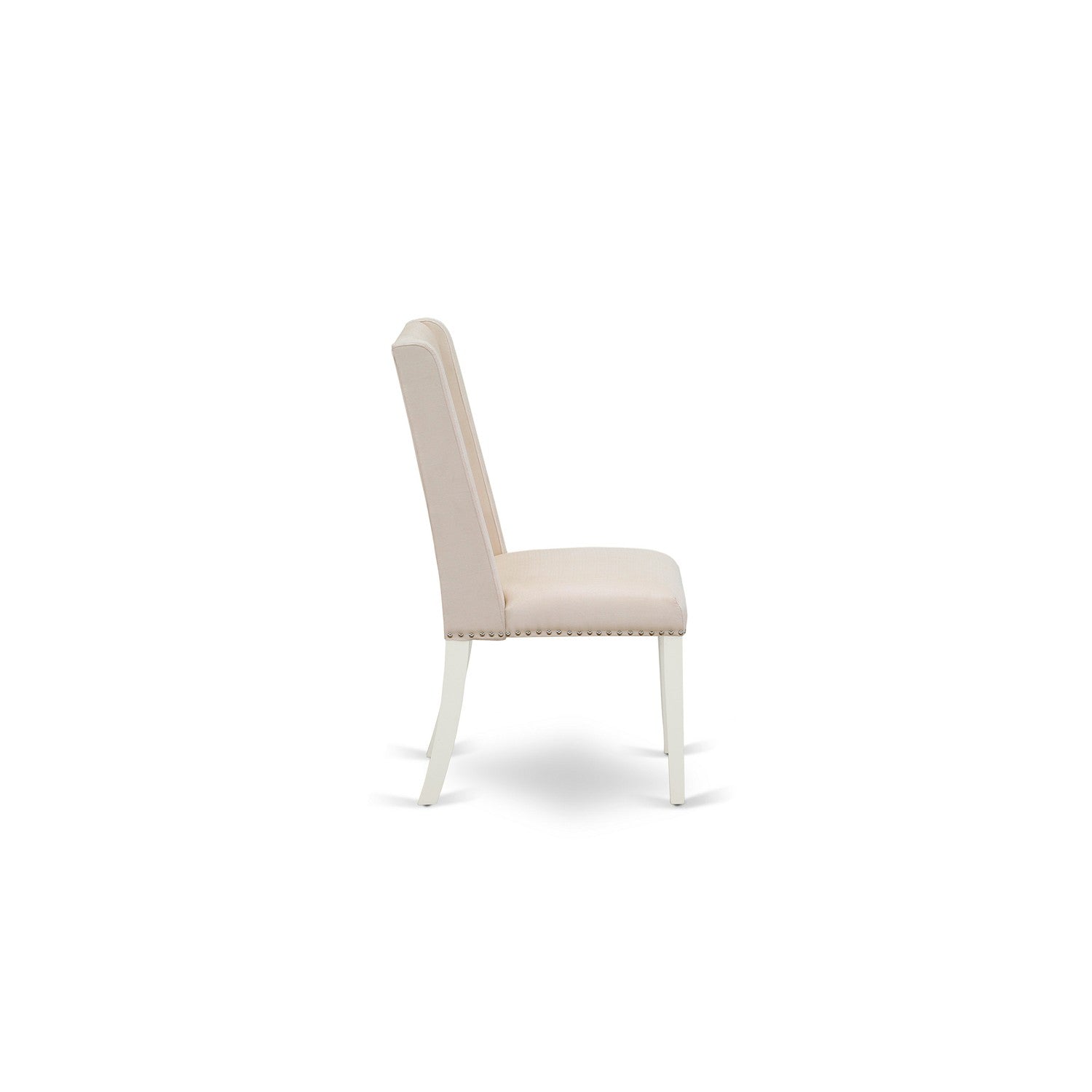 East West Furniture V077FL201-7 7-Pc Dining Set with Dining Room Table and 6 Linen Fabric Padded Parson Chairs - Wire Brushed linen white Finish