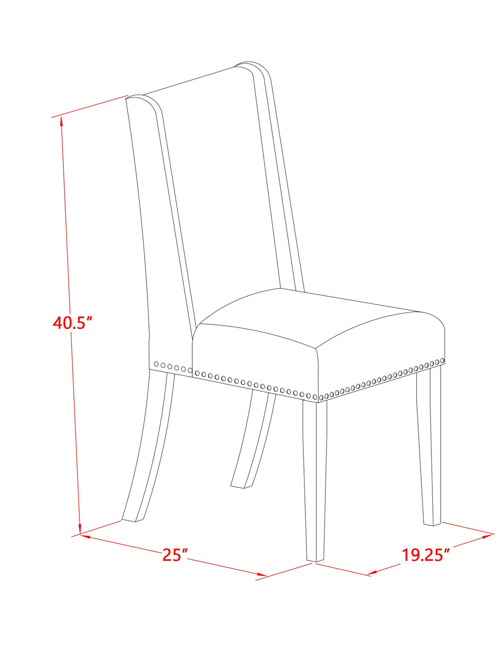 East West Furniture FLP2T01 Florence Parsons Dining Chairs - Nailhead Trim Cream Linen Fabric Upholstered Chairs, Set of 2, Linen White