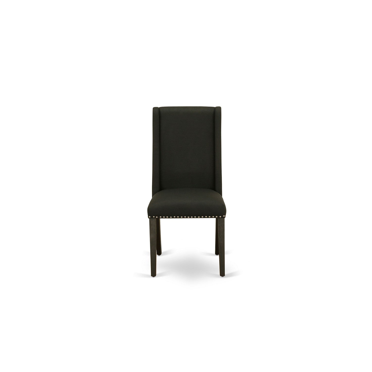 Sillas de comedor Florence Parson FLP6T24 de East West Furniture - Tapicería de lino negro con ribete de tachuelas