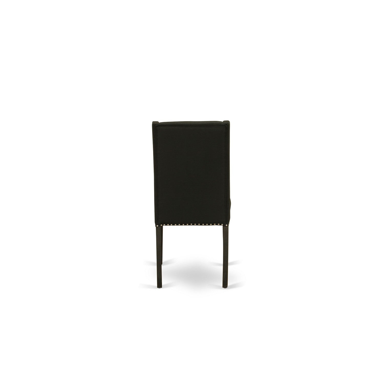 East West Furniture X696FL624-5 5-Pc Dining Table SetIncluded 4 Dining Chair Upholstered Nails Head Seat and Stylish Chair Back and rectangular Dining Table with Cement Color Kitchen Table top (Black Finish)