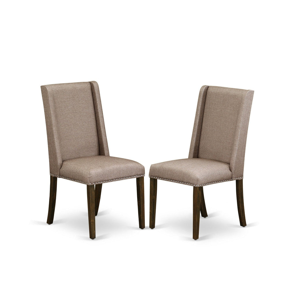 East West Furniture LMFL7-77-16 7 Piece Kitchen Table Set Consist of a Rectangle Rustic Wood Dining Table and 6 Dark Khaki Linen Fabric Parson Dining Chairs
