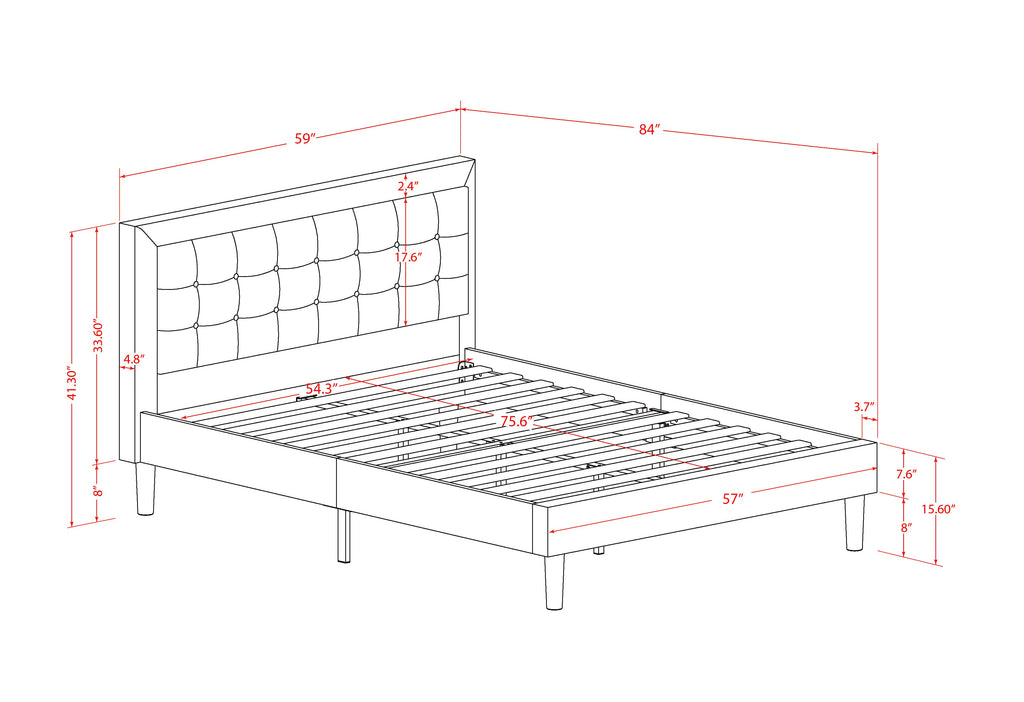 Juego de cama de dos piezas East West Furniture FN08F-1VL0C con plataforma, tamaño matrimonial, con una cama matrimonial y una mesa auxiliar para dormitorio. Construcción confiable y duradera. Tela de lino beige niebla.