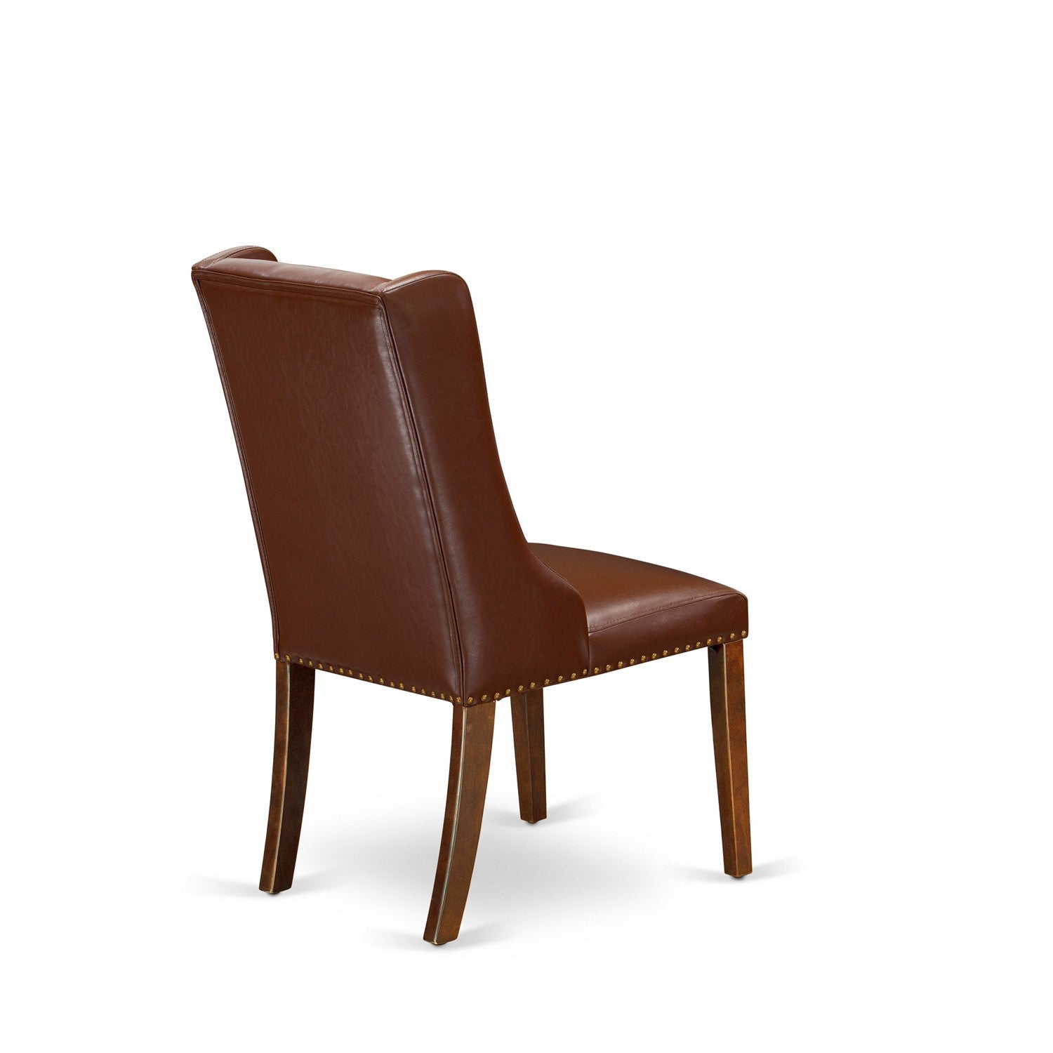 FOP3T46 Kitchen Parson Chairs - Brown Linen Fabric Upholstered Dining Chairs and Button Tufted Back with Mahogany Rubber Wood Legs - Dining Room Chairs Set of 2 - Set of 2