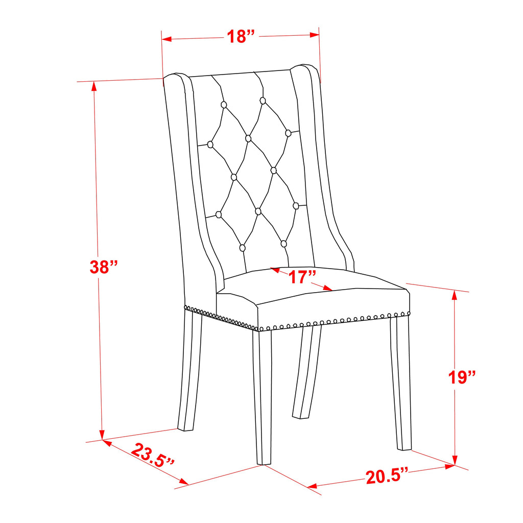 East West Furniture FOP3T47 Forney Parsons Dining Chairs - Button Tufted Nailhead Trim Light Sable Linen Fabric Upholstered Chairs, Set of 2, Mahogany