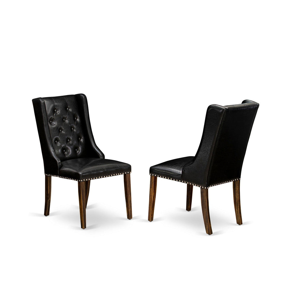 East West Furniture LMFO7-77-49 7 Piece Kitchen Table & Chairs Set Consist of a Rectangle Rustic Wood Dining Room Table and 6 Black Faux Leather Parsons Chairs