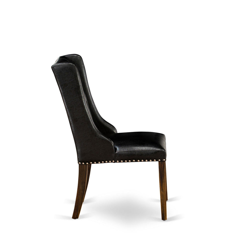 East West Furniture I3FO7-749 7 Piece Kitchen Table & Chairs Set Consist of a Round Dining Room Table with Pedestal and 6 Black Faux Leather Parson Dining Chairs