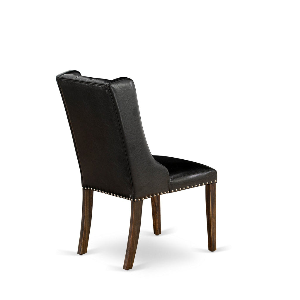 East West Furniture LMFO7-77-49 7 Piece Kitchen Table & Chairs Set Consist of a Rectangle Rustic Wood Dining Room Table and 6 Black Faux Leather Parsons Chairs